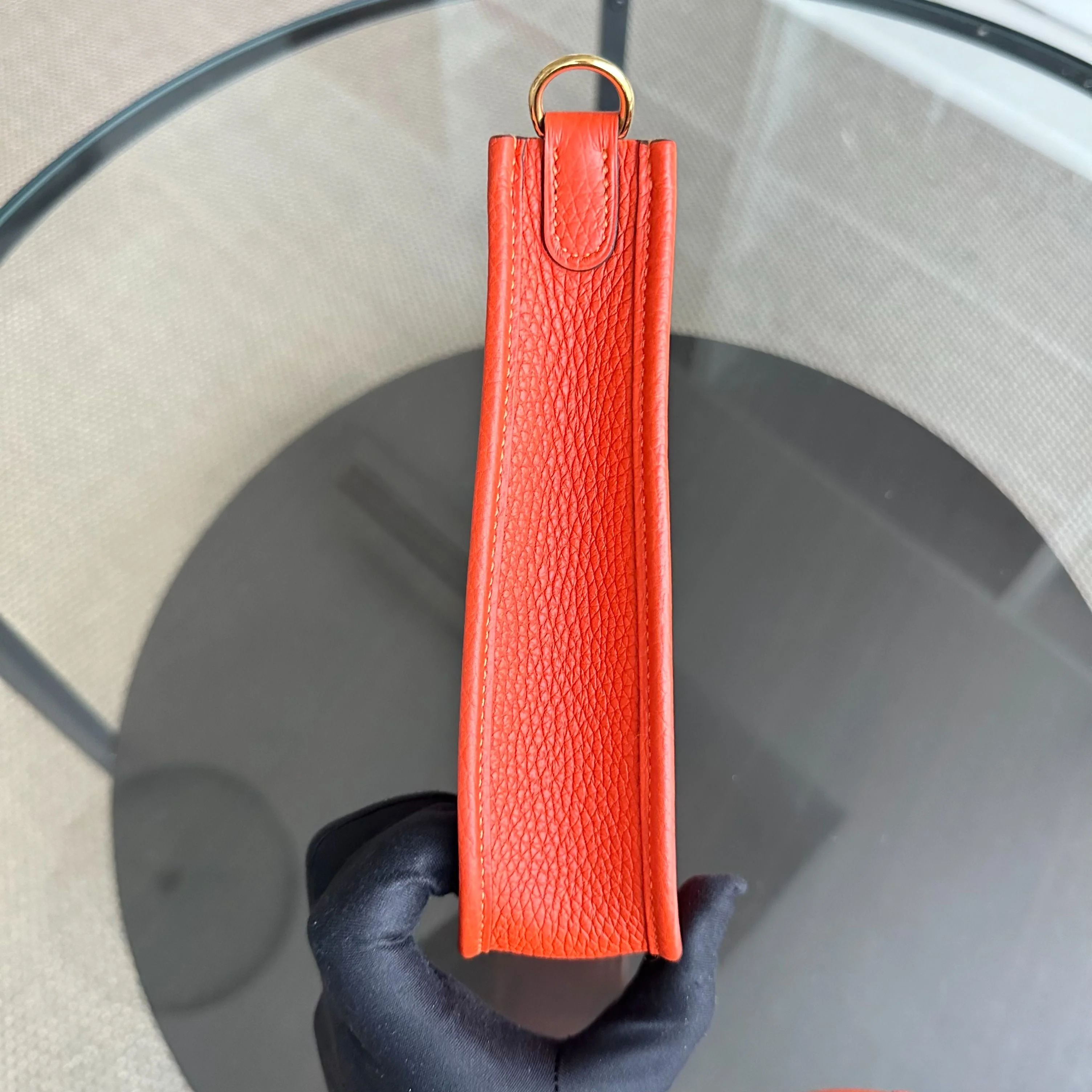 Hermes Mini Evelyn 16 Taurillon Clemence Stamp U Orange GHW - Best Luxury Designers