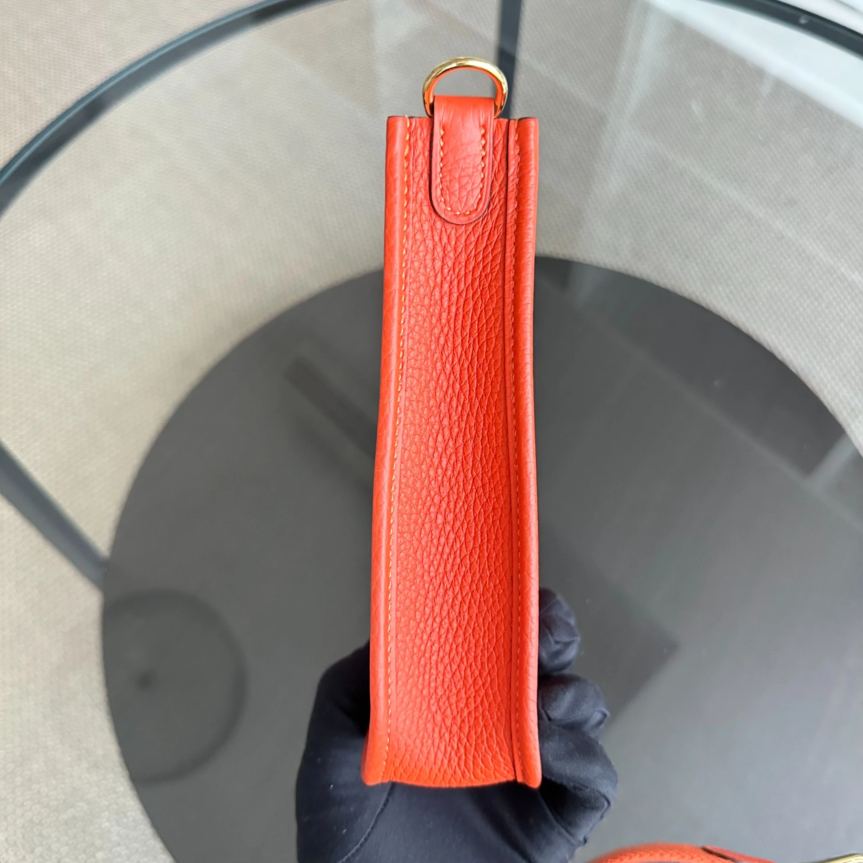 Hermes Mini Evelyn 16 Taurillon Clemence Stamp U Orange GHW - Best Luxury Designers