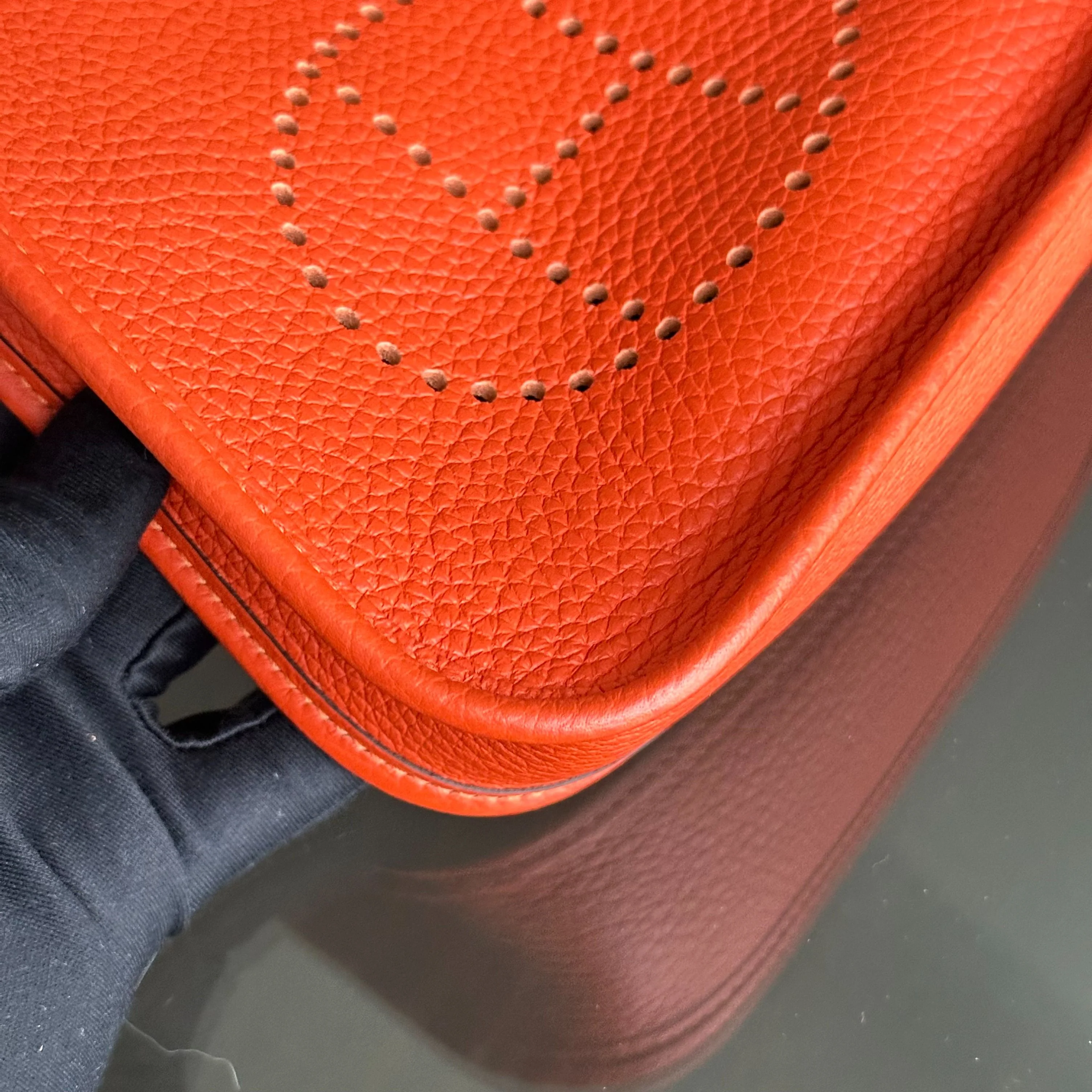 Hermes Mini Evelyn 16 Taurillon Clemence Stamp U Orange GHW - Best Luxury Designers