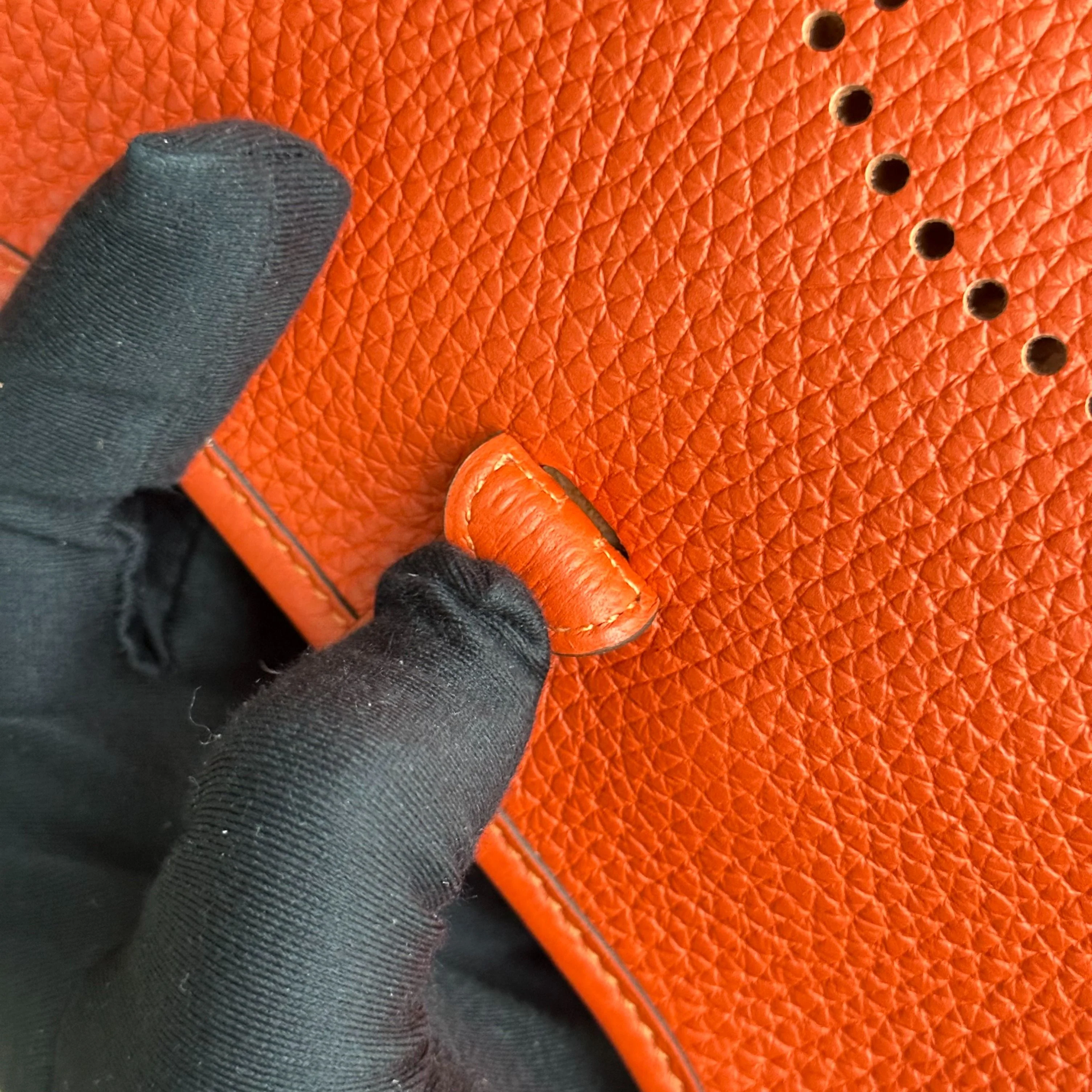 Hermes Mini Evelyn 16 Taurillon Clemence Stamp U Orange GHW - Best Luxury Designers