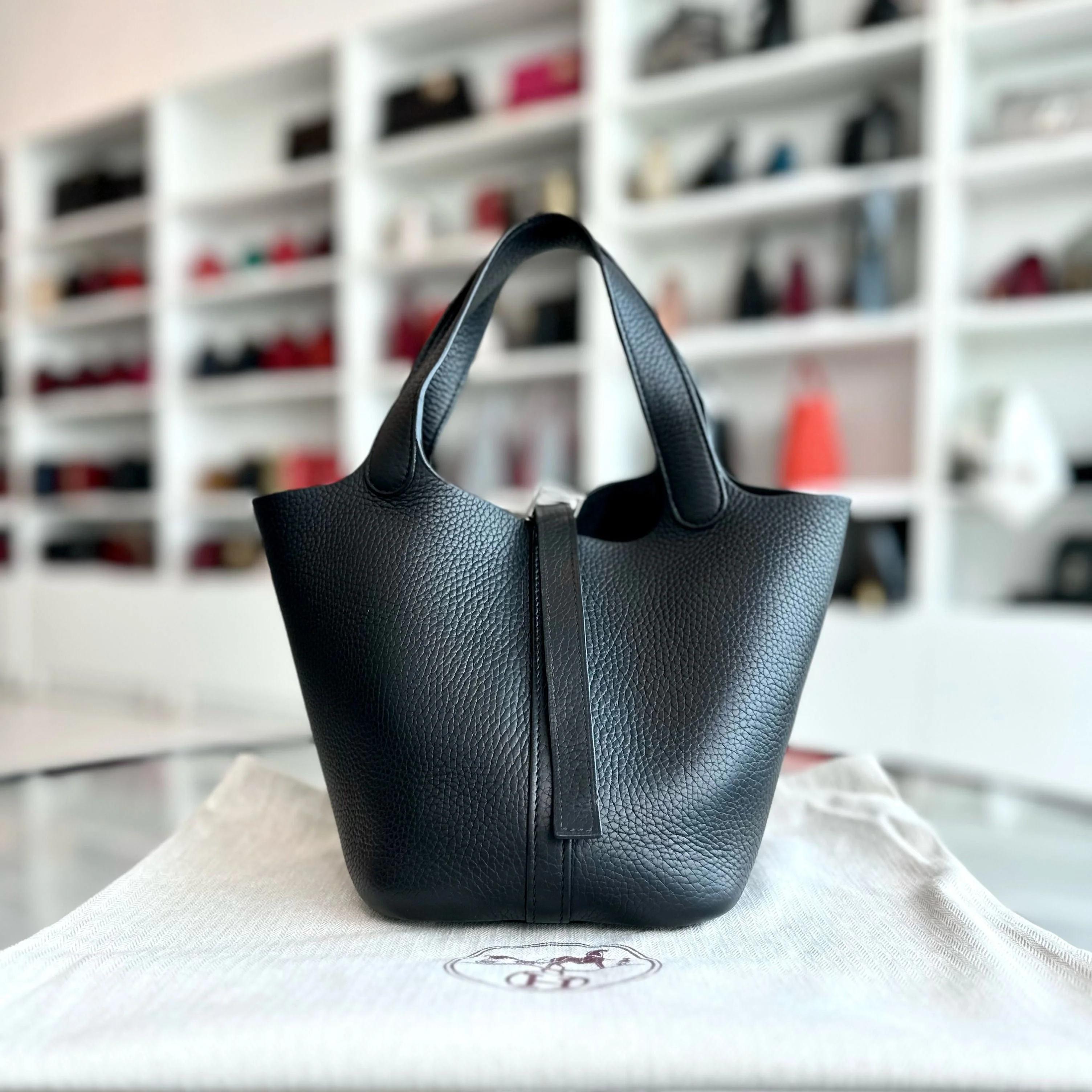 Hermes Picotin 18 Square H Clemence Black SHW - Best Luxury Designers
