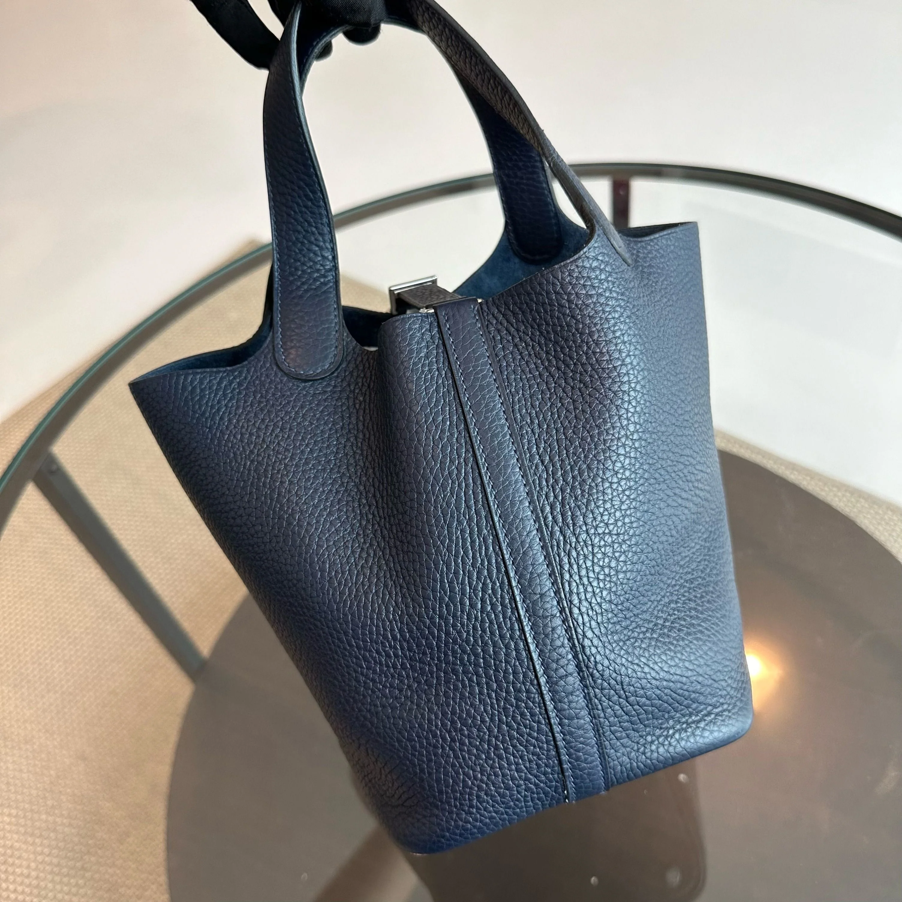Hermes Picotin 18 X Stamp Dark Blue Taurillon Clemence SHW - Best Luxury Designers