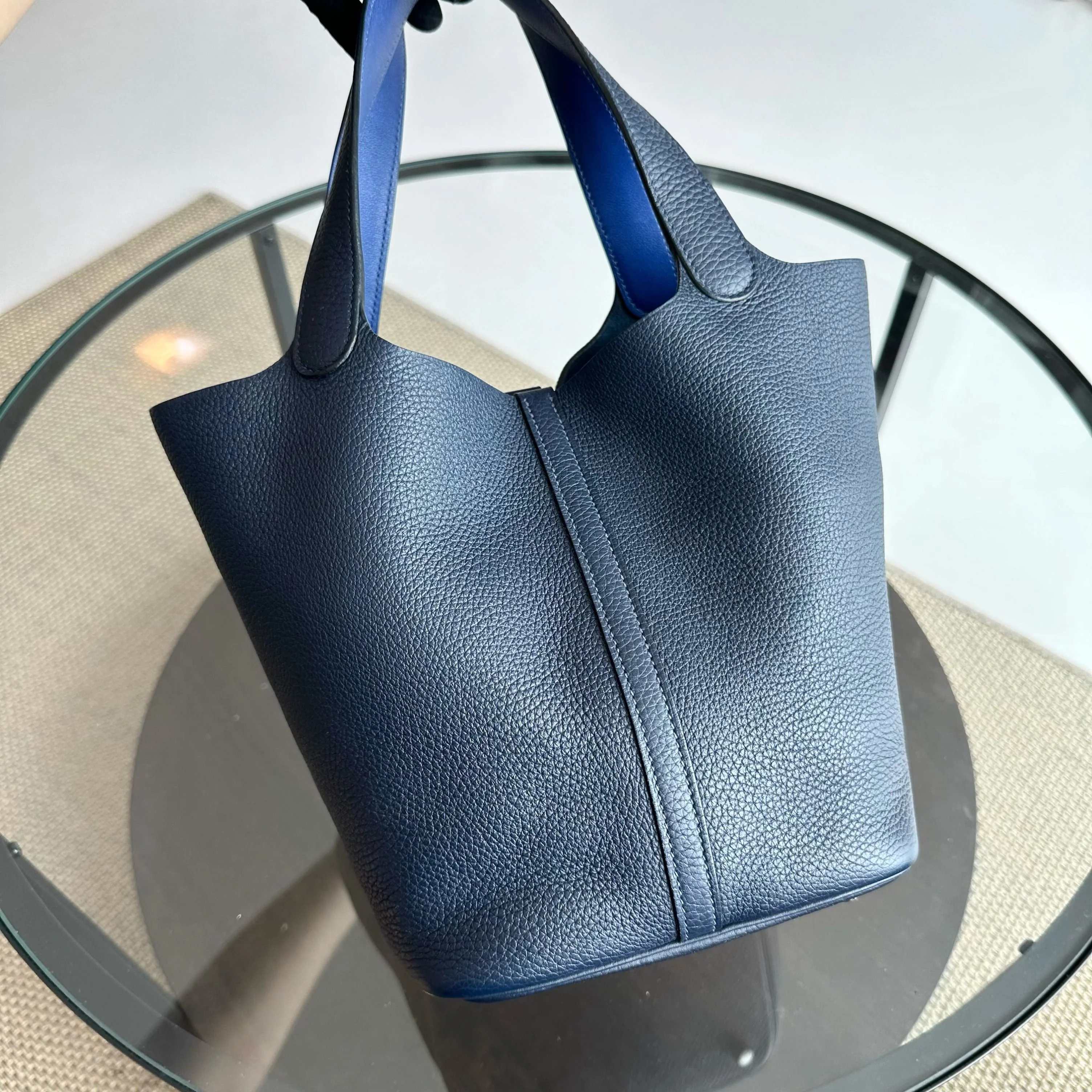 Hermes Picotin 22 Clemence A Stamp 2017 Blue Nuit Bleu Two Tone - Best Luxury Designers