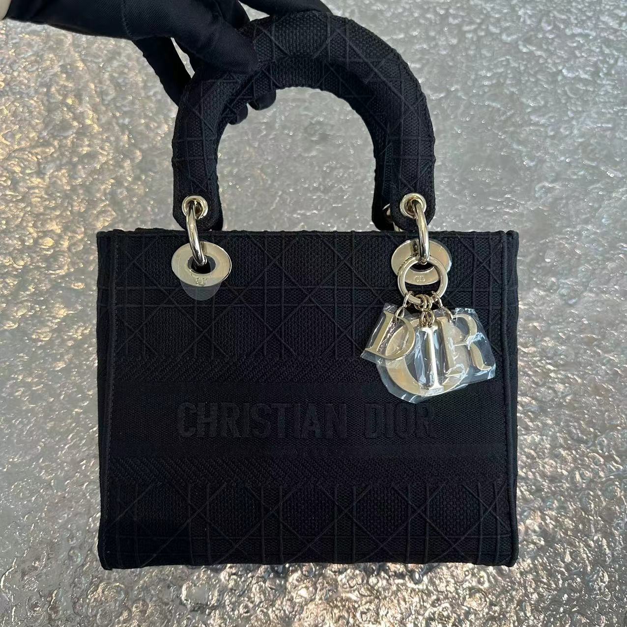 *Like New* Dior Lady D-Lite Black Cannage Embroidery D Lite Cross Body GHW - Best Luxury Designers