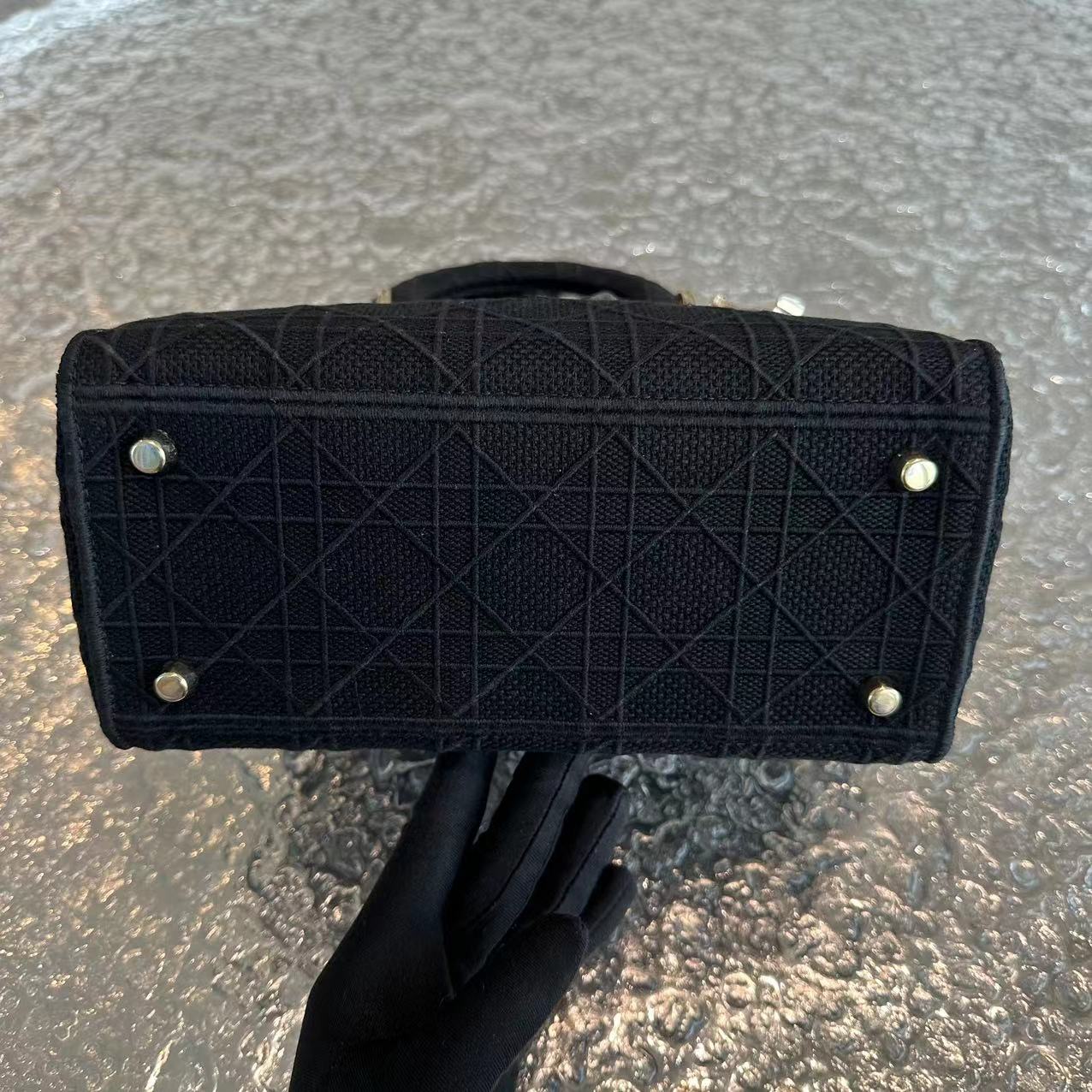 *Like New* Dior Lady D-Lite Black Cannage Embroidery D Lite Cross Body GHW - Best Luxury Designers