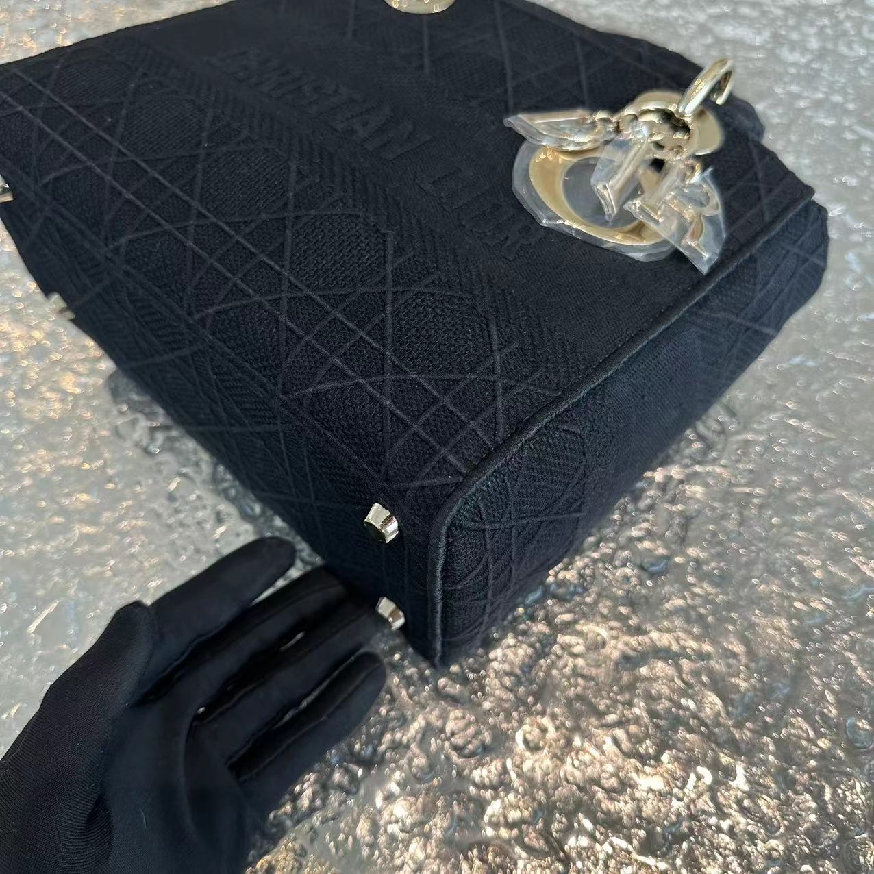 *Like New* Dior Lady D-Lite Black Cannage Embroidery D Lite Cross Body GHW - Best Luxury Designers