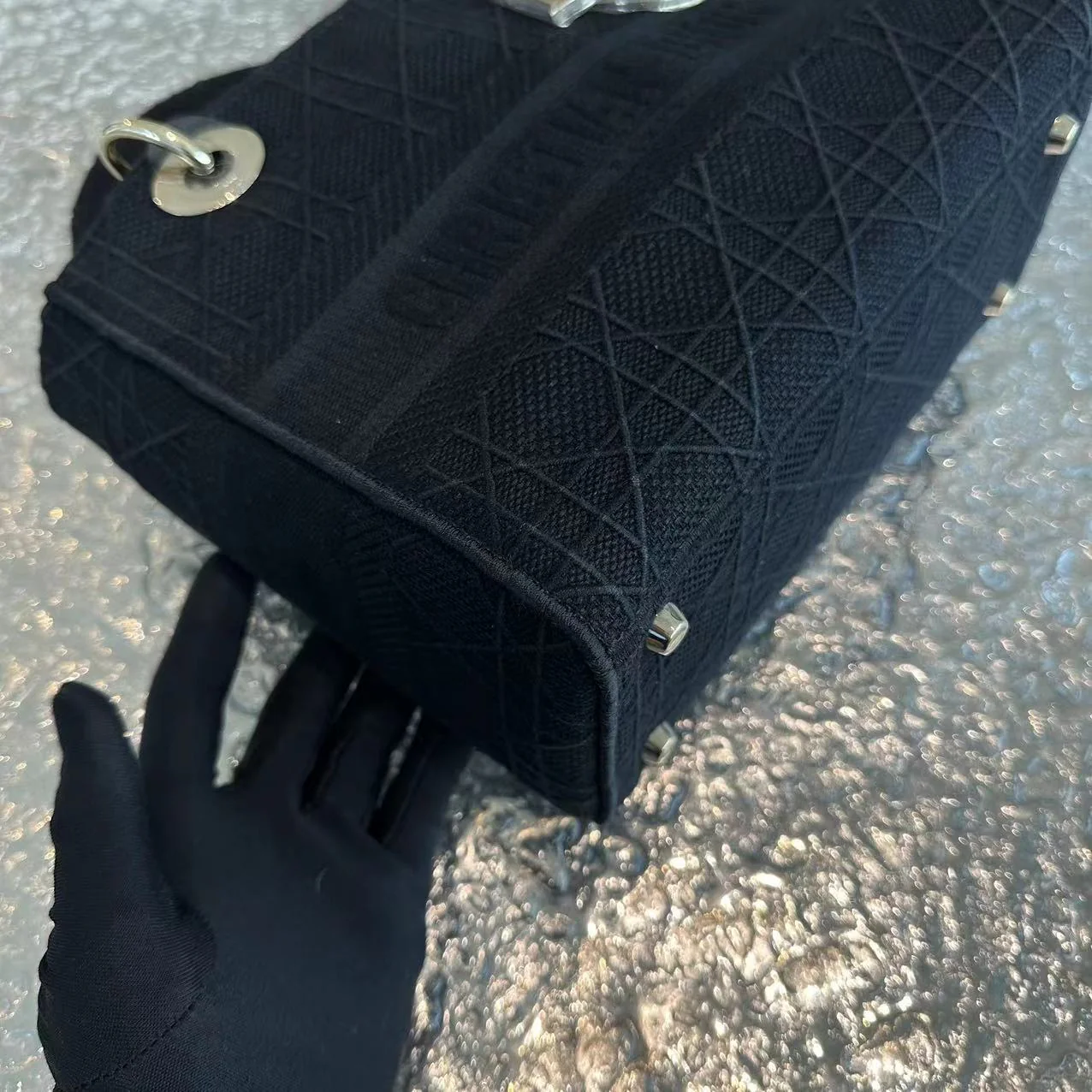 *Like New* Dior Lady D-Lite Black Cannage Embroidery D Lite Cross Body GHW - Best Luxury Designers