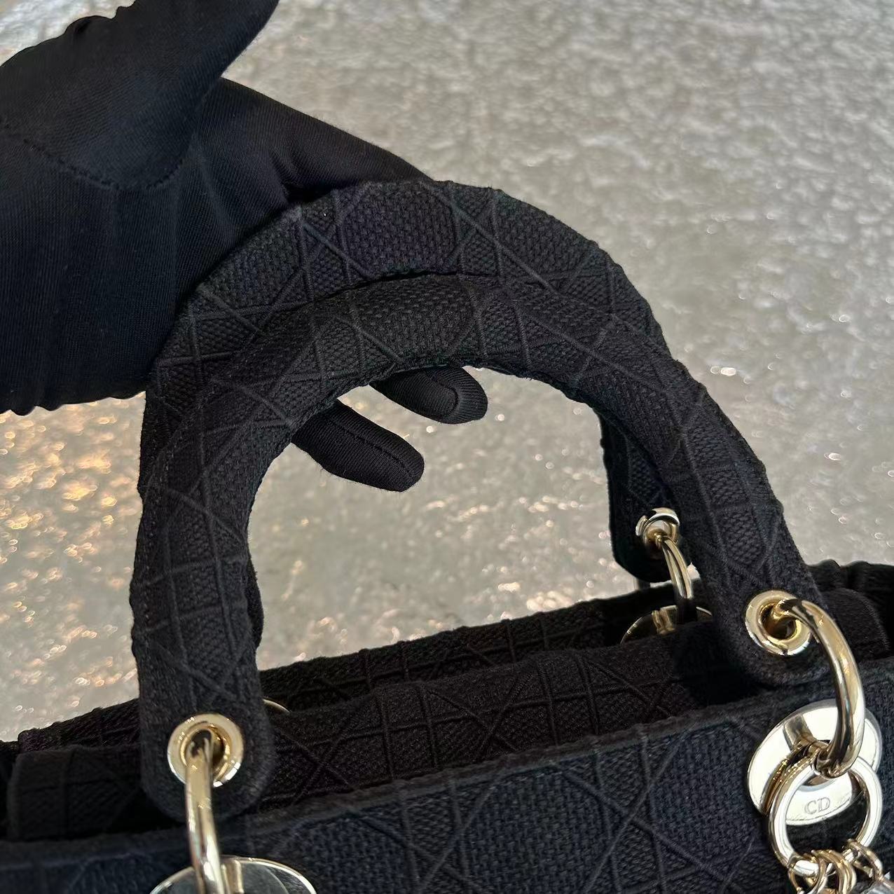 *Like New* Dior Lady D-Lite Black Cannage Embroidery D Lite Cross Body GHW - Best Luxury Designers