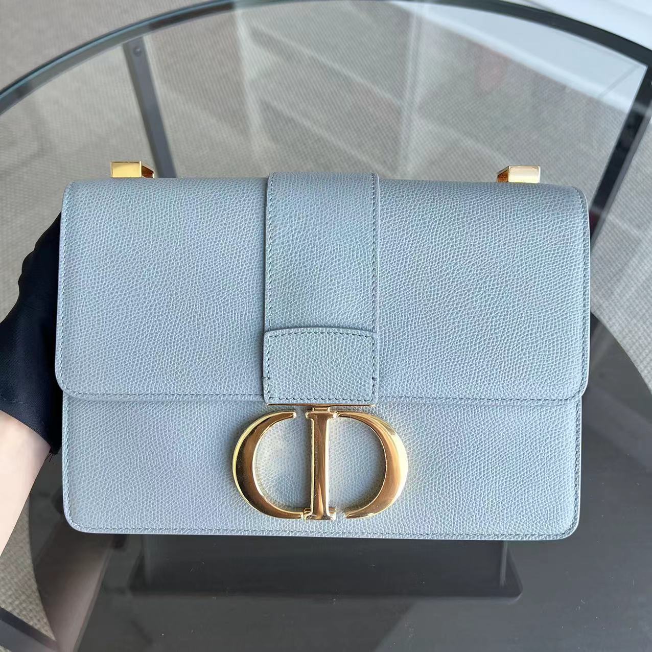 *Like New* Dior Montaigne 30 Grained Calfskin Haze Blue Golden Hardware - Best Luxury Designers