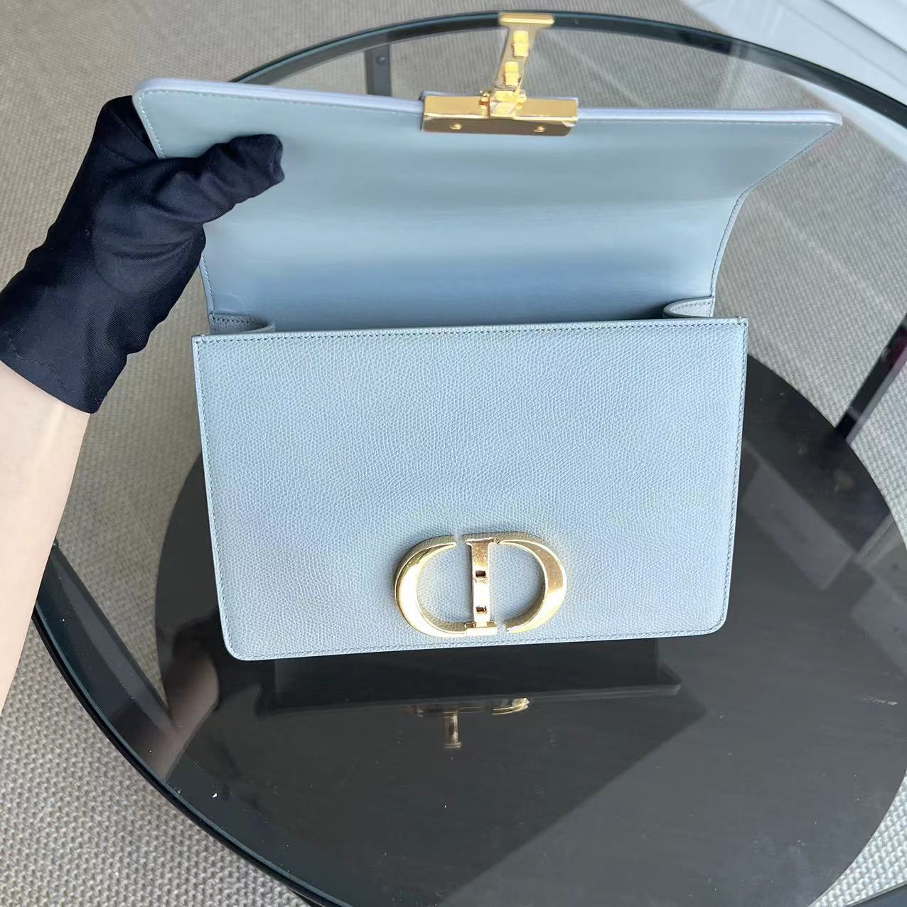 *Like New* Dior Montaigne 30 Grained Calfskin Haze Blue Golden Hardware - Best Luxury Designers