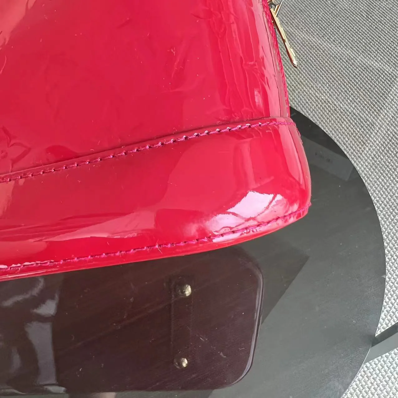 LV Alma MM Vernis Patent Leather Red Golden Hardware - Best Luxury Designers