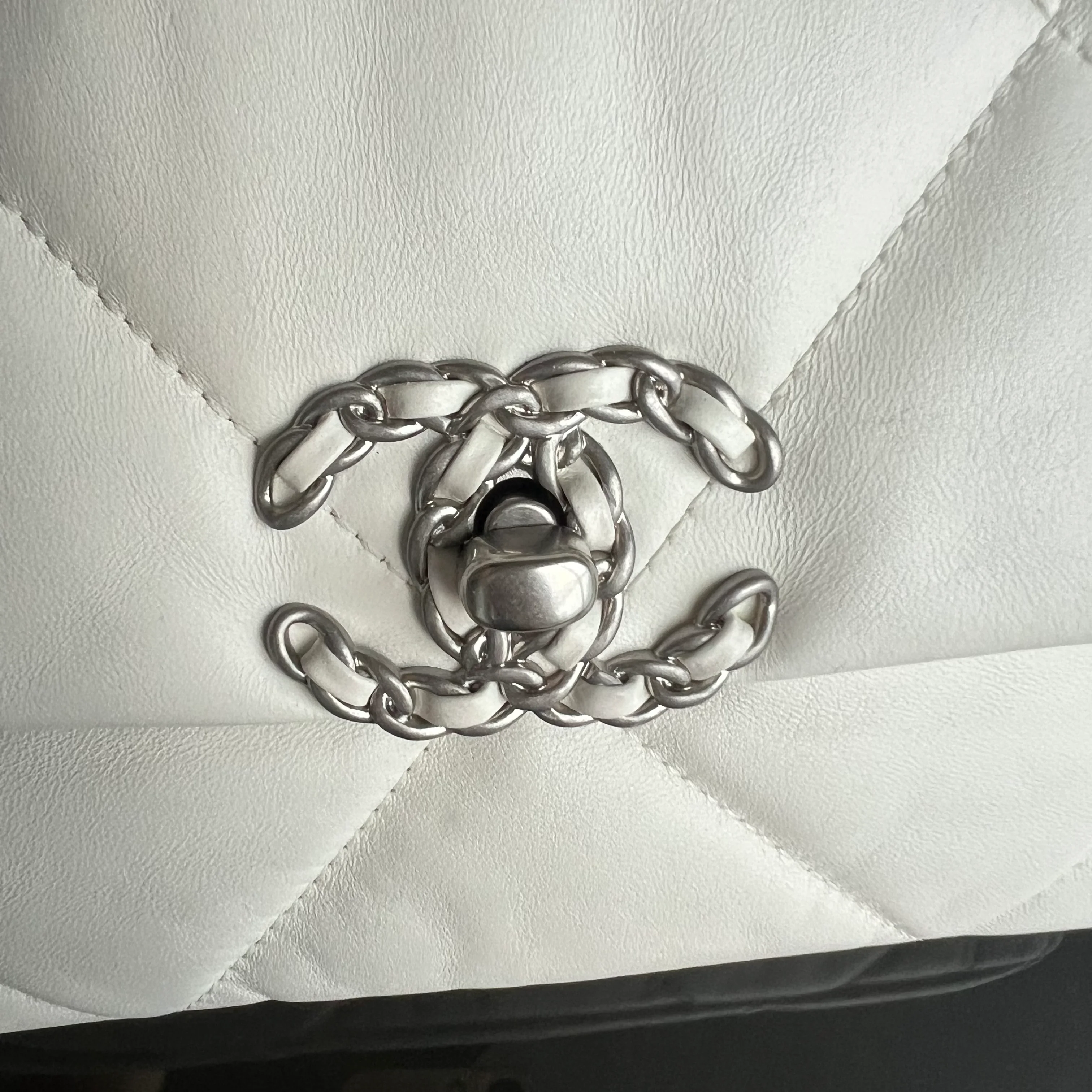 *Microchip* Chanel C19 Small 19 Bag Quilted Goatskin Two-Tone Hardware Microchipped - Best Luxury Designers