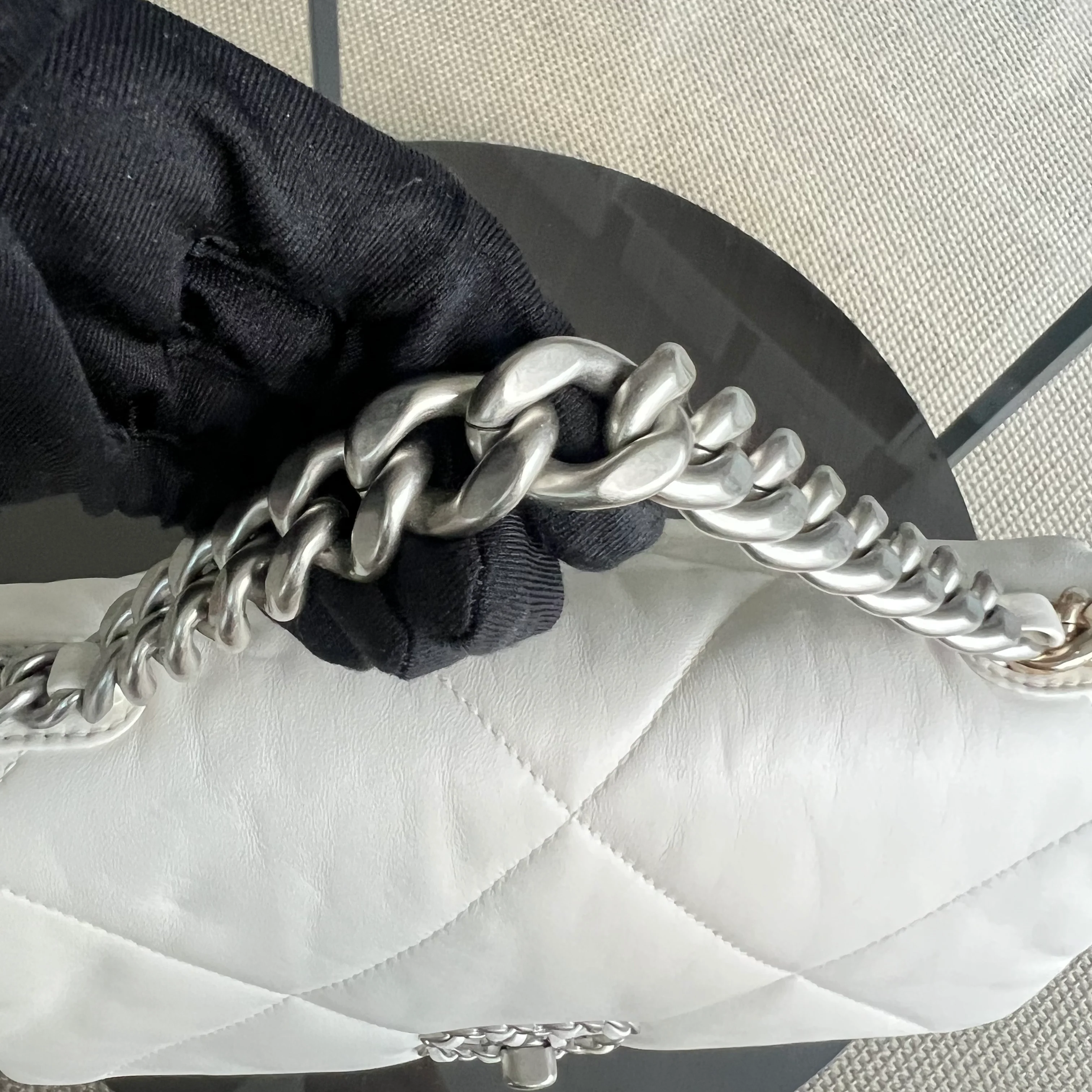 *Microchip* Chanel C19 Small 19 Bag Quilted Goatskin Two-Tone Hardware Microchipped - Best Luxury Designers