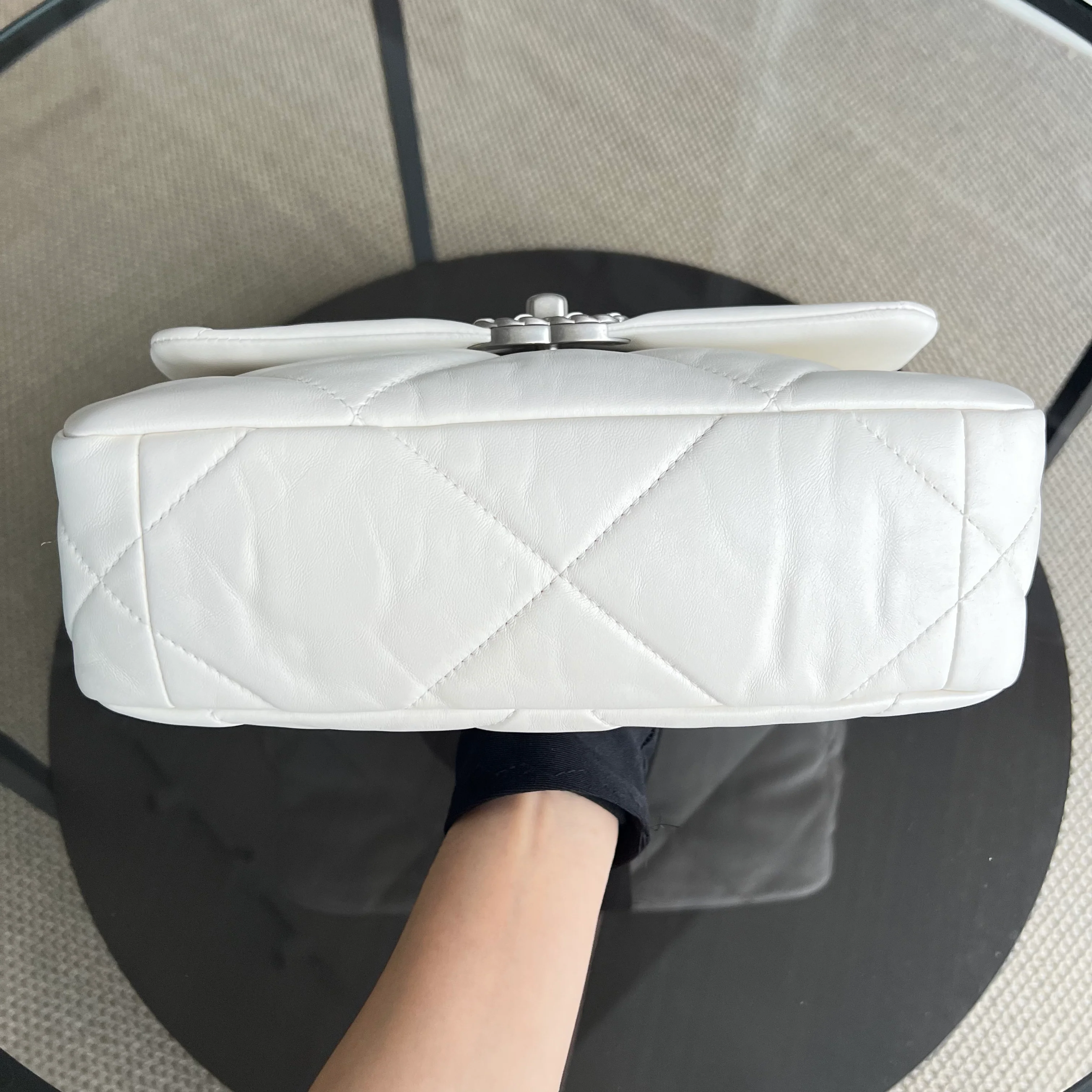 *Microchip* Chanel C19 Small 19 Bag Quilted Goatskin Two-Tone Hardware Microchipped - Best Luxury Designers