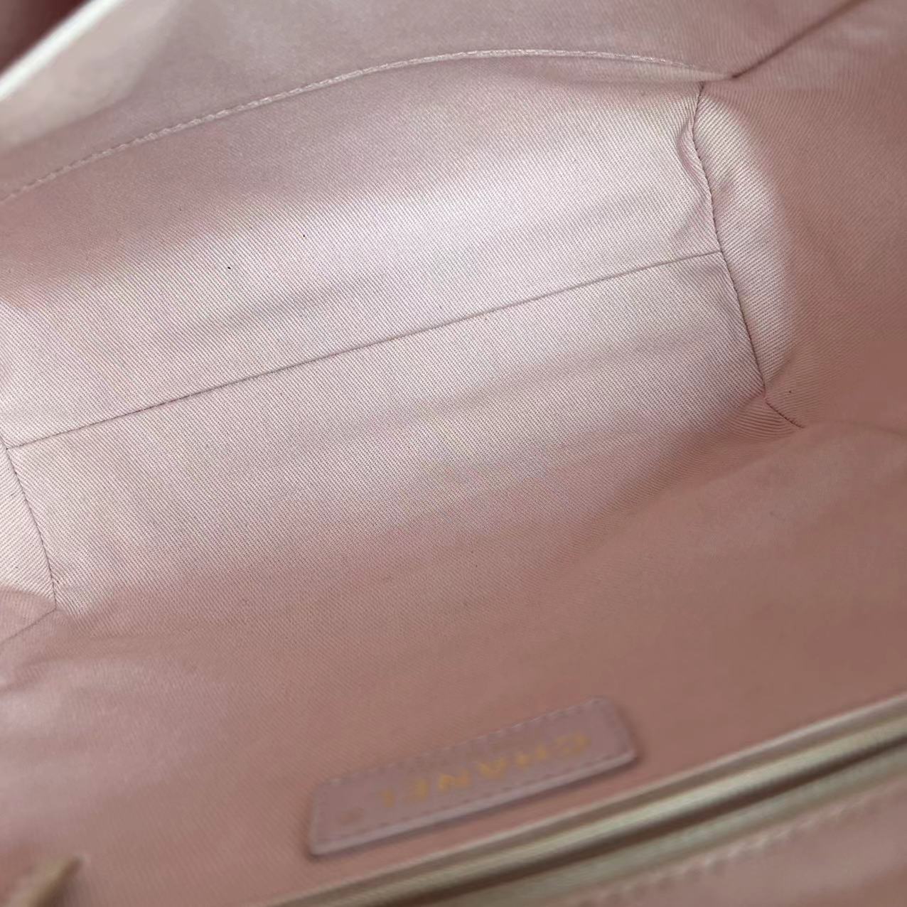 *Microchip* Chanel Deauville Mini Tote Pink Fabric Gold Lettering Light Golden Hardware - Best Luxury Designers