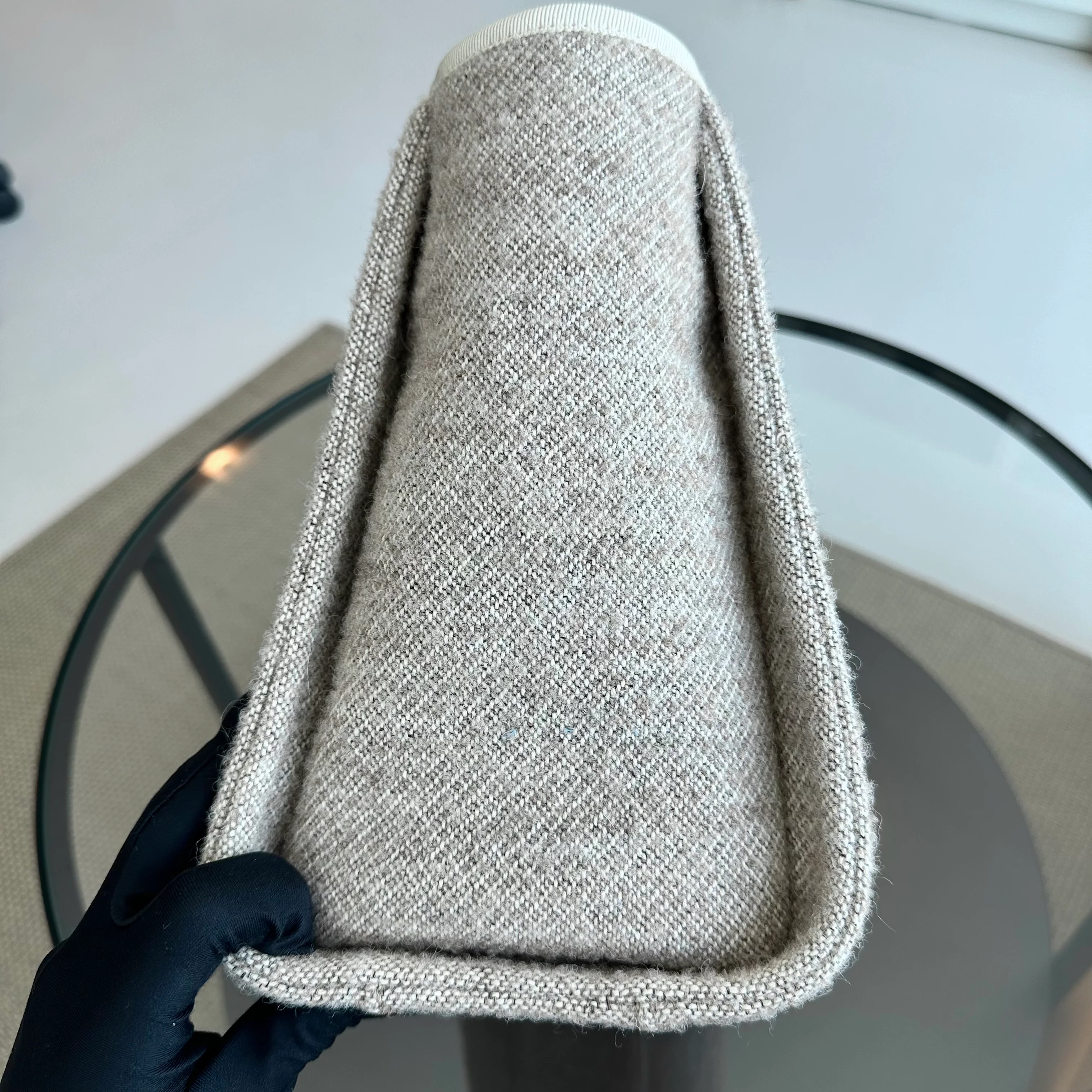 *Microchip* Chanel Deauville Tote Medium Tweed Grey White SHW Microchip - Best Luxury Designers