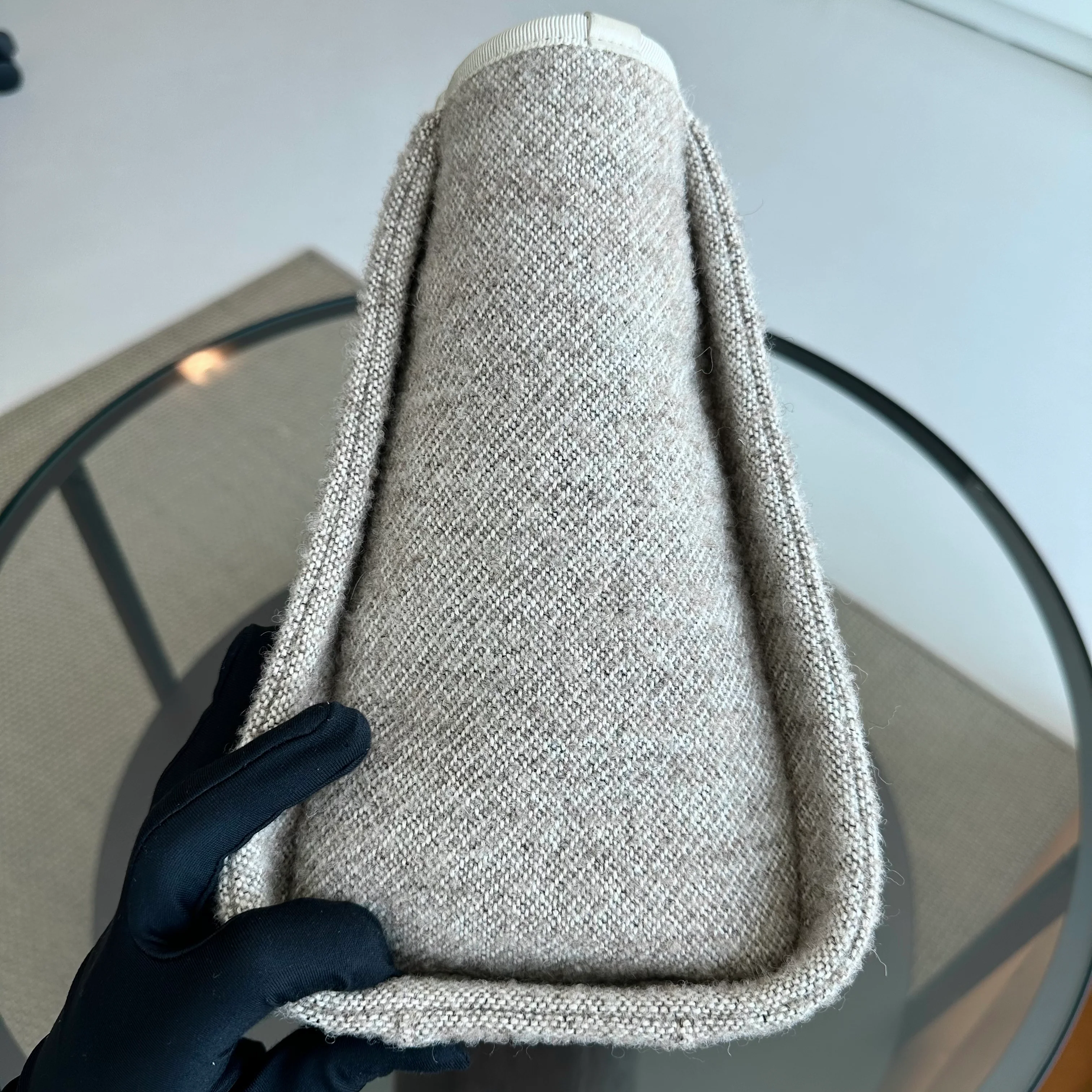 *Microchip* Chanel Deauville Tote Medium Tweed Grey White SHW Microchip - Best Luxury Designers