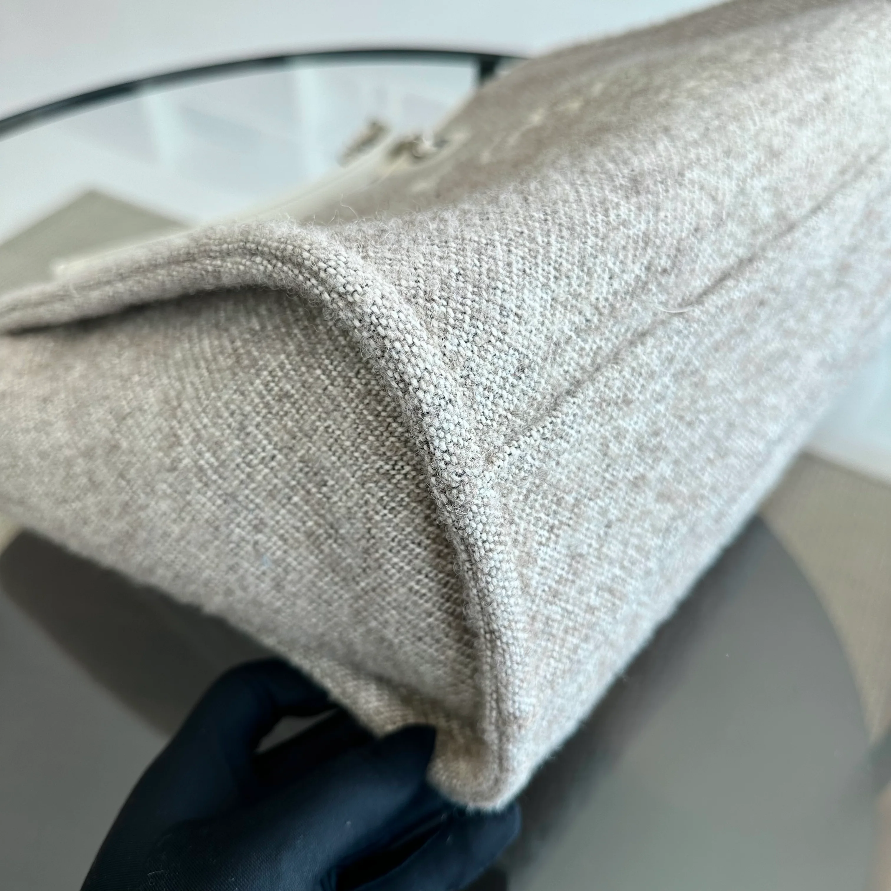 *Microchip* Chanel Deauville Tote Medium Tweed Grey White SHW Microchip - Best Luxury Designers