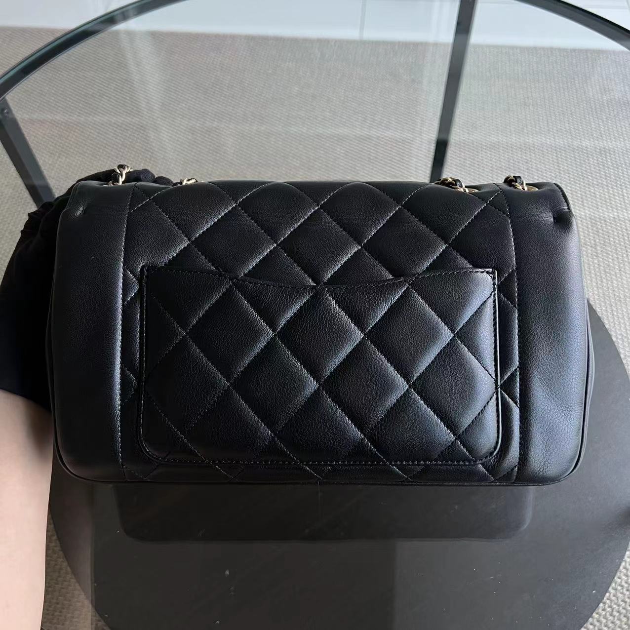 *Modern Reissue 2015* Chanel Diana 28CM Quilted Lambskin Black Golden Hardware Series 20 - Best Luxury Designers
