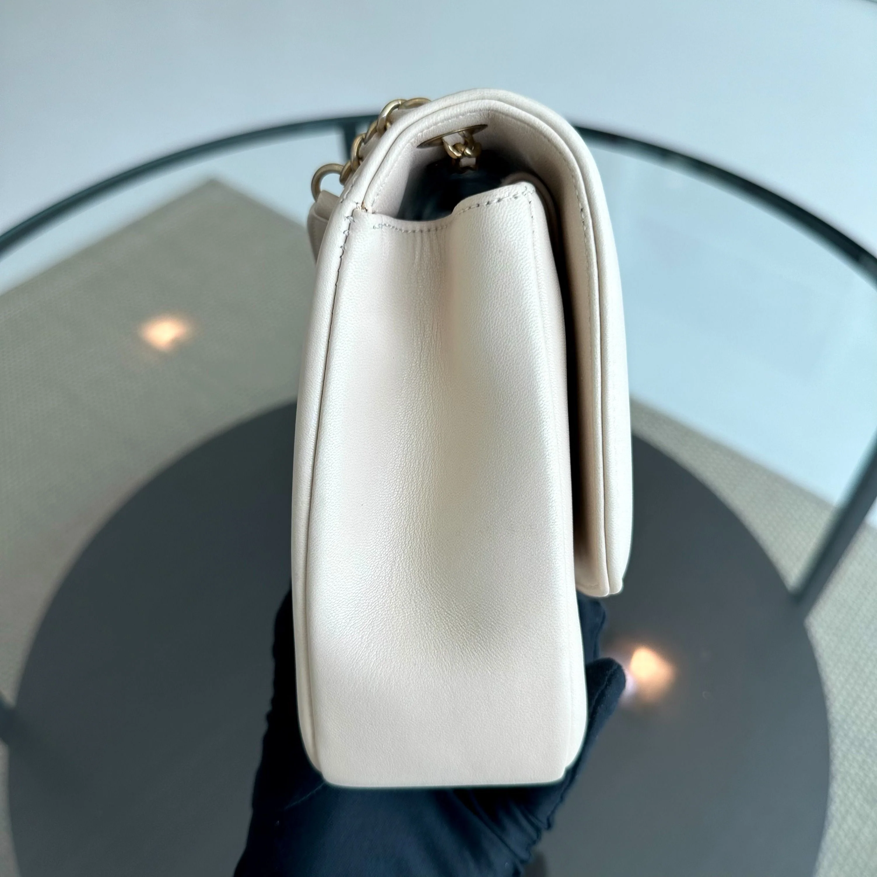 *Modern Reissue 2015* Chanel Diana Jumbo 28CM Quilted Lambskin Beige GHW No 20 - Best Luxury Designers