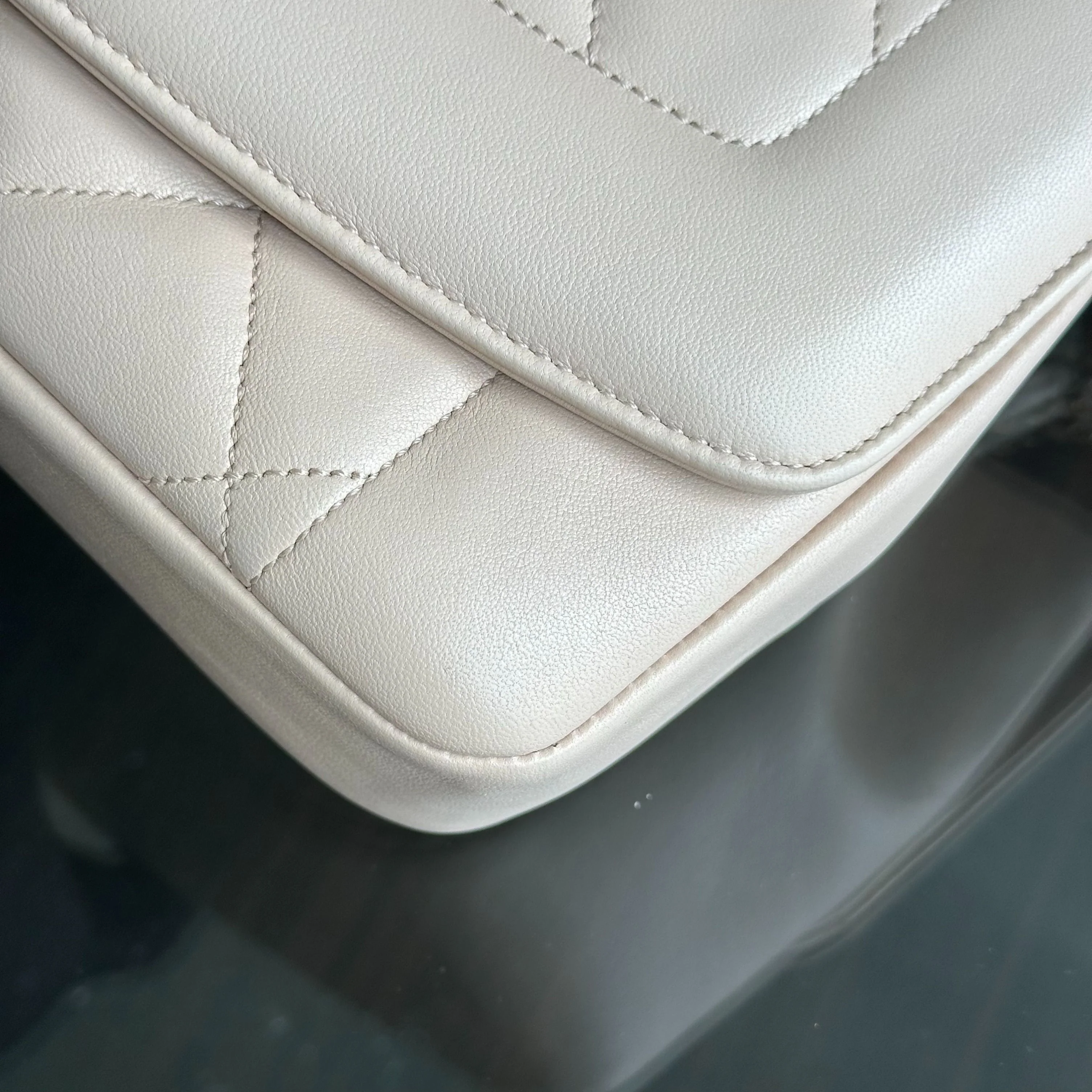 *Modern Reissue, Like New* Chanel Diana Jumbo 28CM Quilted Lambskin Beige GHW No 20 - Best Luxury Designers