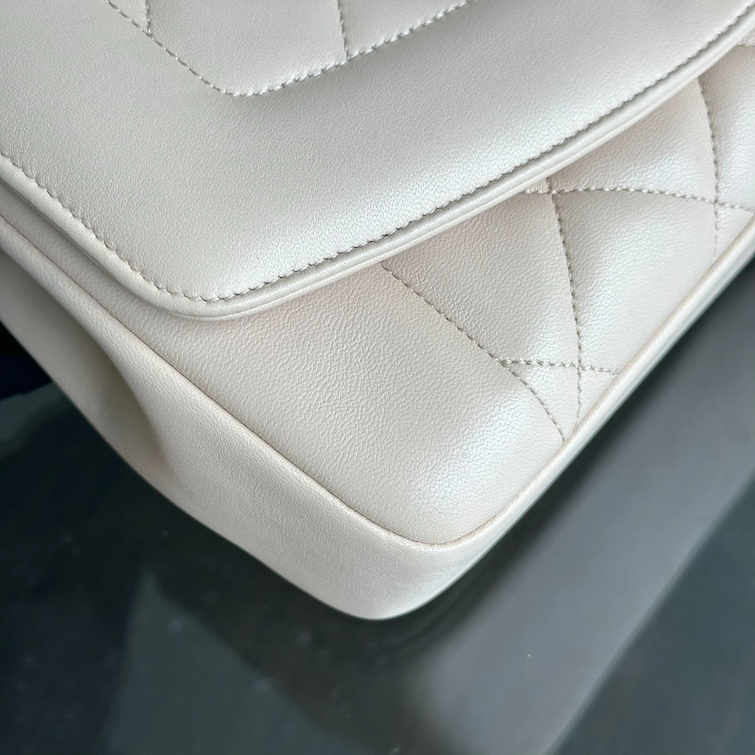 *Modern Reissue, Like New* Chanel Diana Jumbo 28CM Quilted Lambskin Beige GHW No 20 - Best Luxury Designers