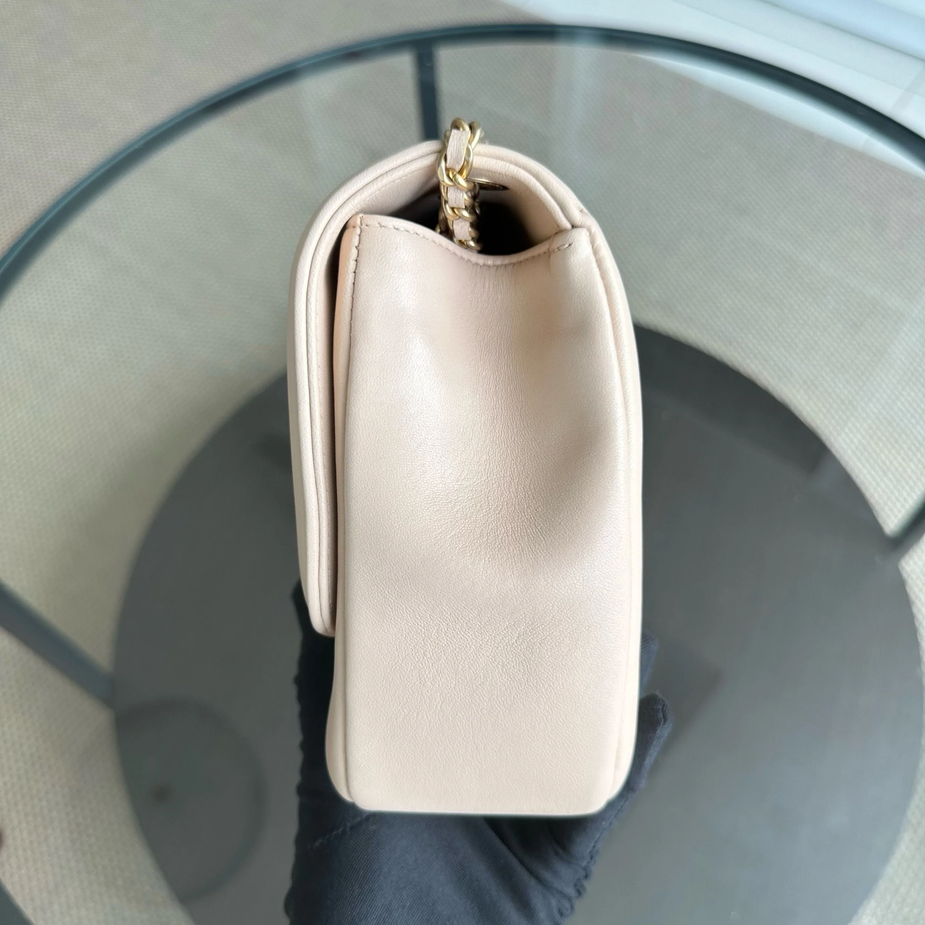 *Modern Reissue, Like New* Chanel Diana Jumbo 28CM Quilted Lambskin Beige GHW No 20 - Best Luxury Designers