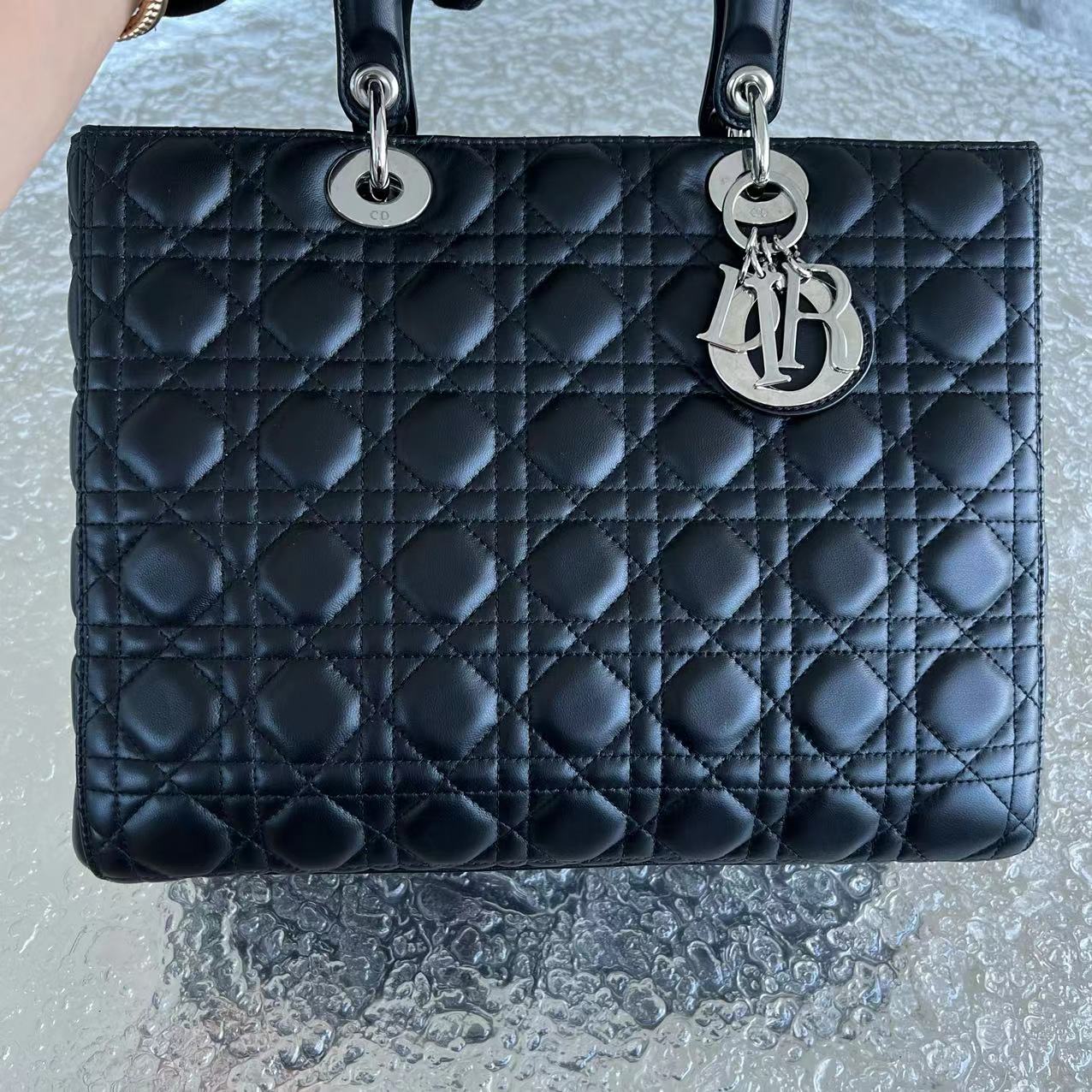 *No Strap* Dior Lady Large Cannage Lambskin Black SHW - Best Luxury Designers
