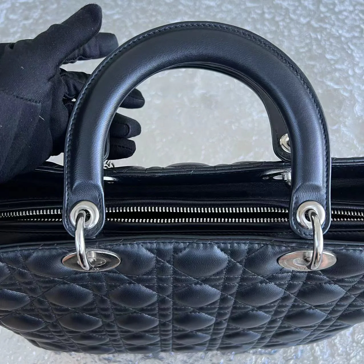 *No Strap* Dior Lady Large Cannage Lambskin Black SHW - Best Luxury Designers