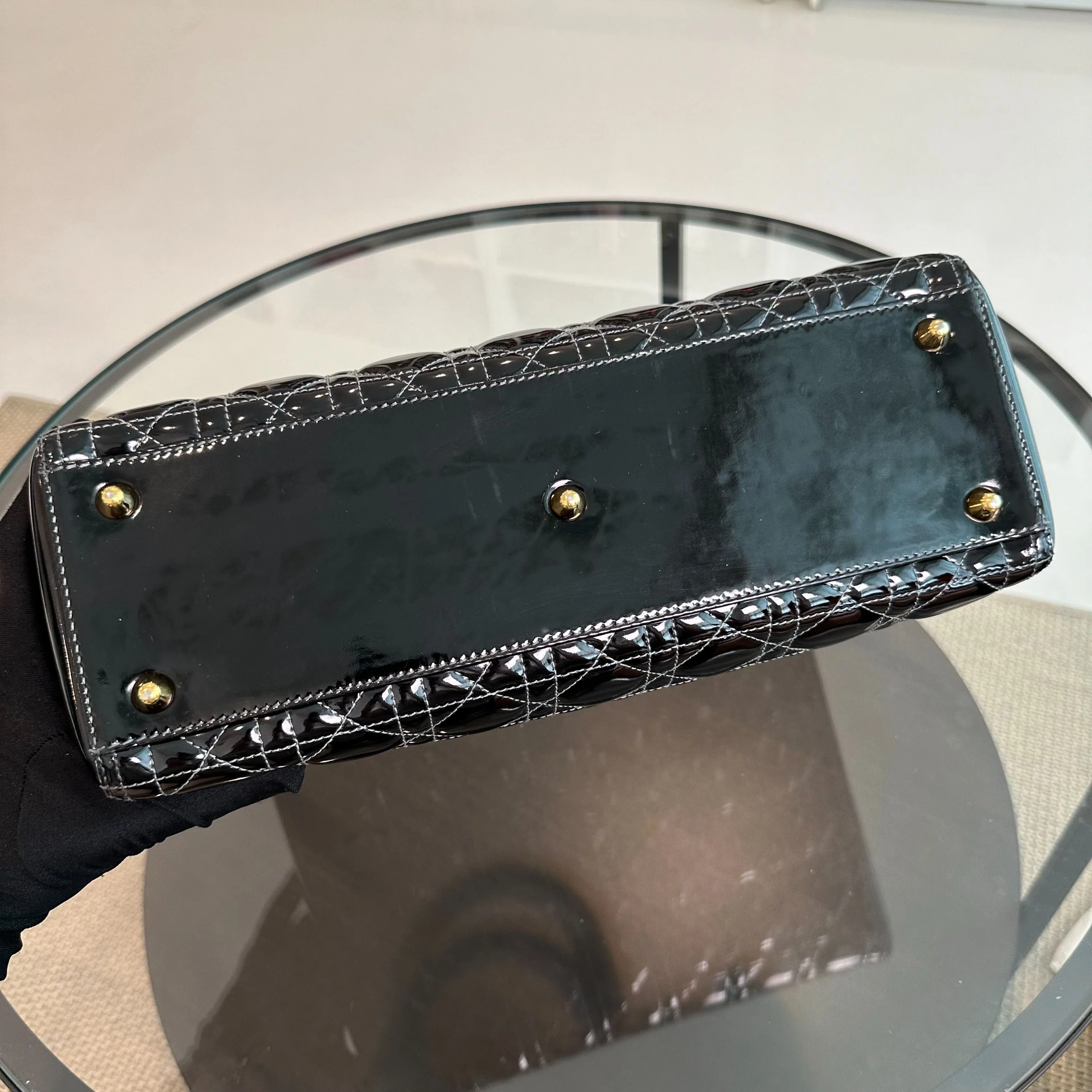 *No Strap, Recolor* Dior Lady Large Patent Leather Black GHW - Best Luxury Designers