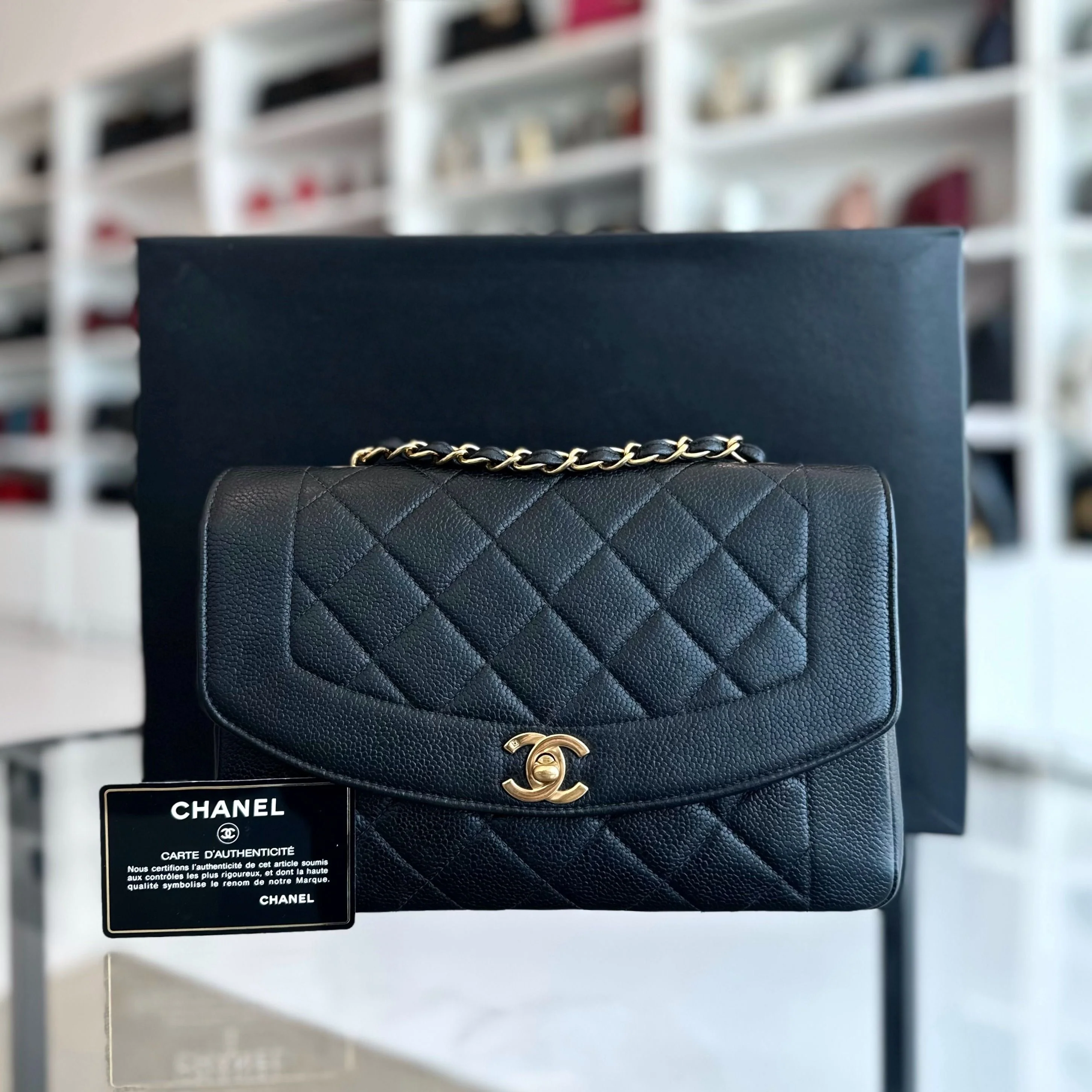 *Rare* Chanel Caviar Diana Medium Calfskin 24K Vintage GHW No 4 - Best Luxury Designers