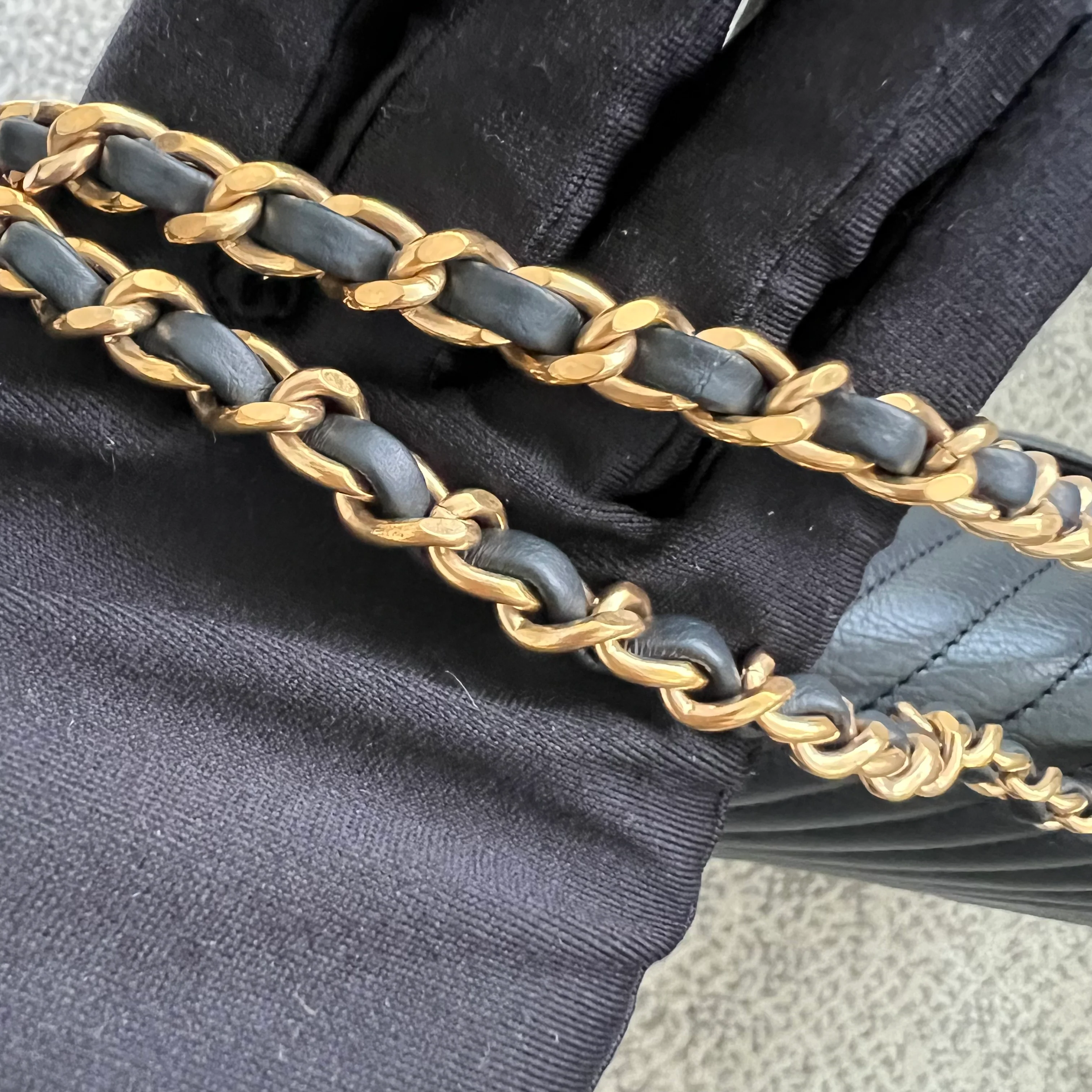 *Rare* Chanel Classic Flap Small Rock The Corner Seasonal Chevron Calfskin Black Golden Hardware Series 26 - Best Luxury Designers