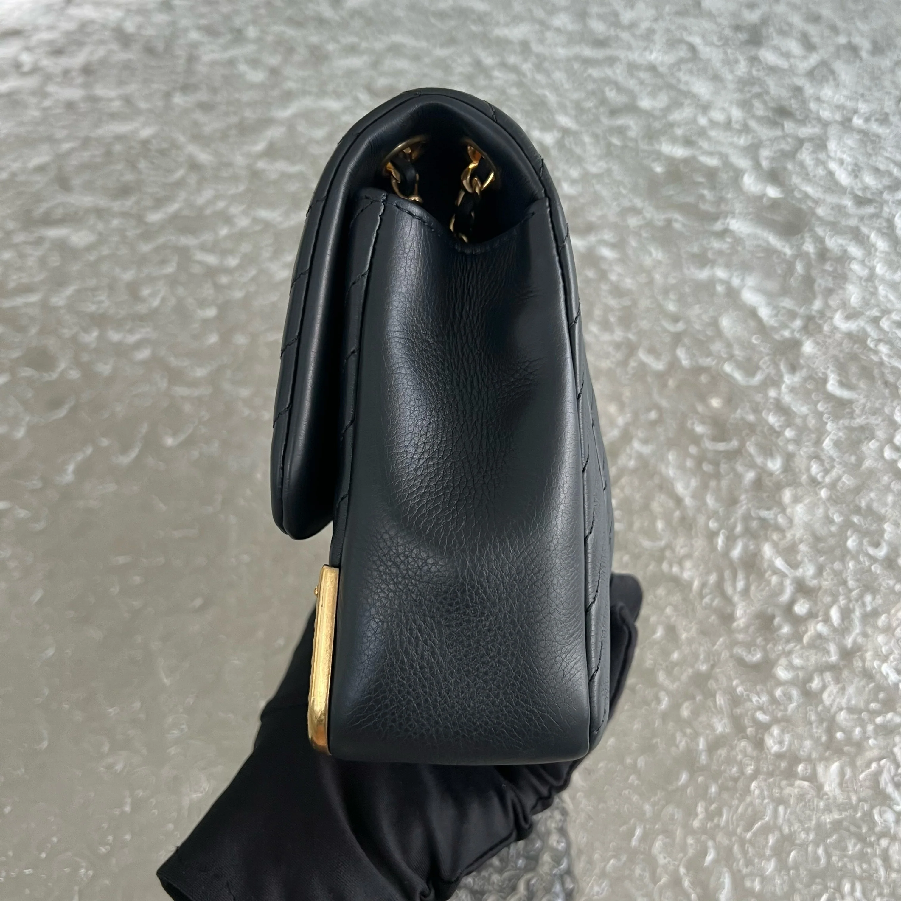 *Rare* Chanel Classic Flap Small Rock The Corner Seasonal Chevron Calfskin Black Golden Hardware Series 26 - Best Luxury Designers