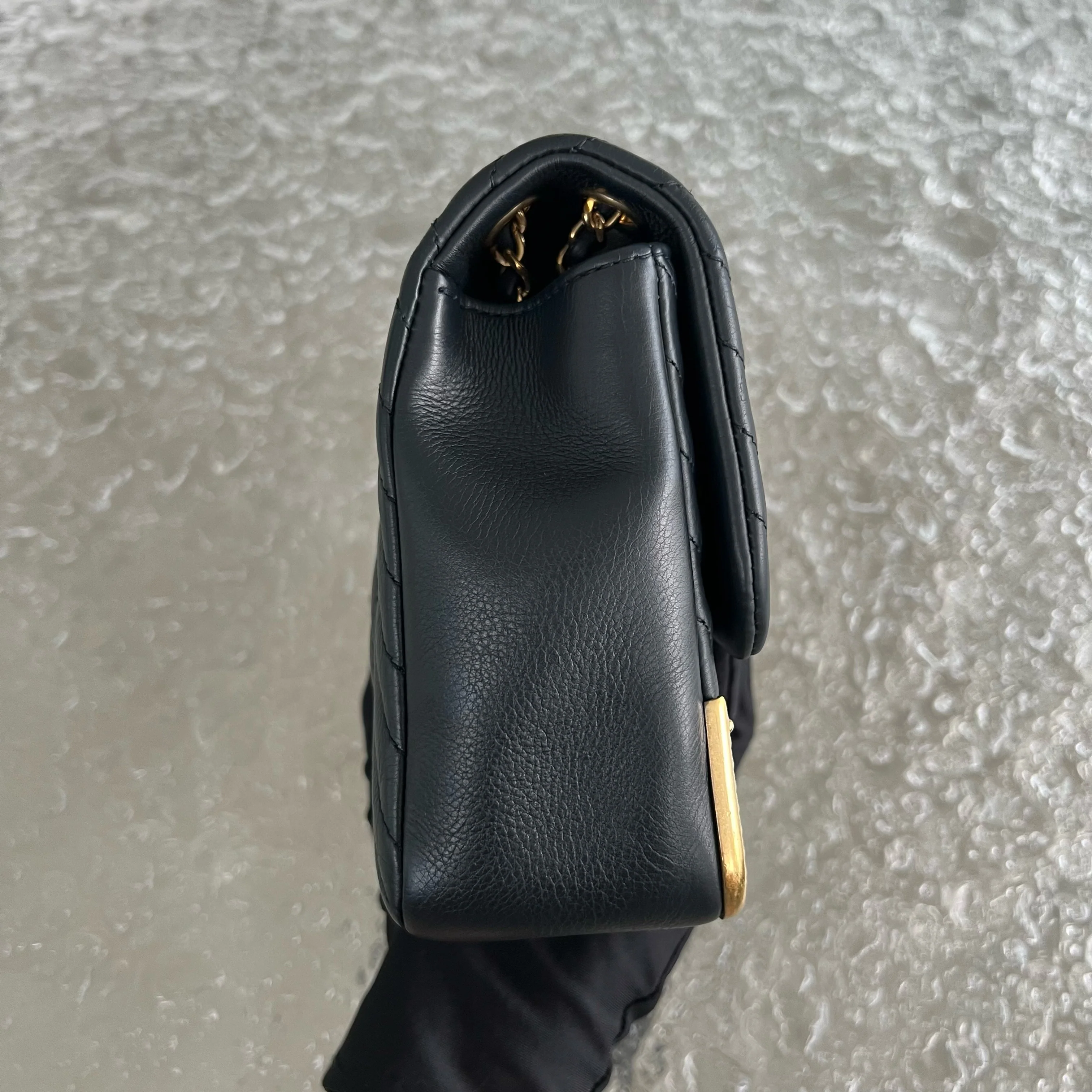 *Rare* Chanel Classic Flap Small Rock The Corner Seasonal Chevron Calfskin Black Golden Hardware Series 26 - Best Luxury Designers