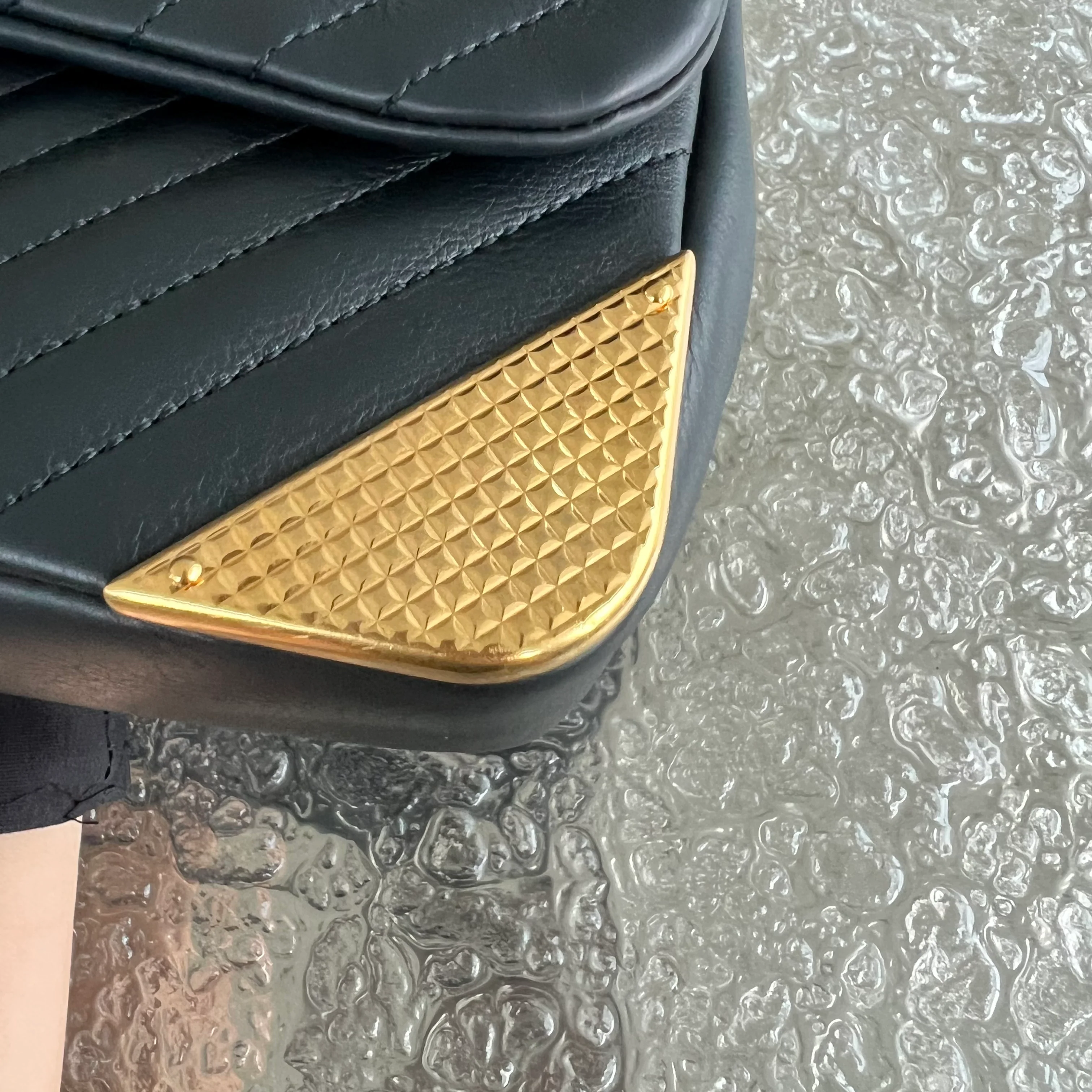 *Rare* Chanel Classic Flap Small Rock The Corner Seasonal Chevron Calfskin Black Golden Hardware Series 26 - Best Luxury Designers