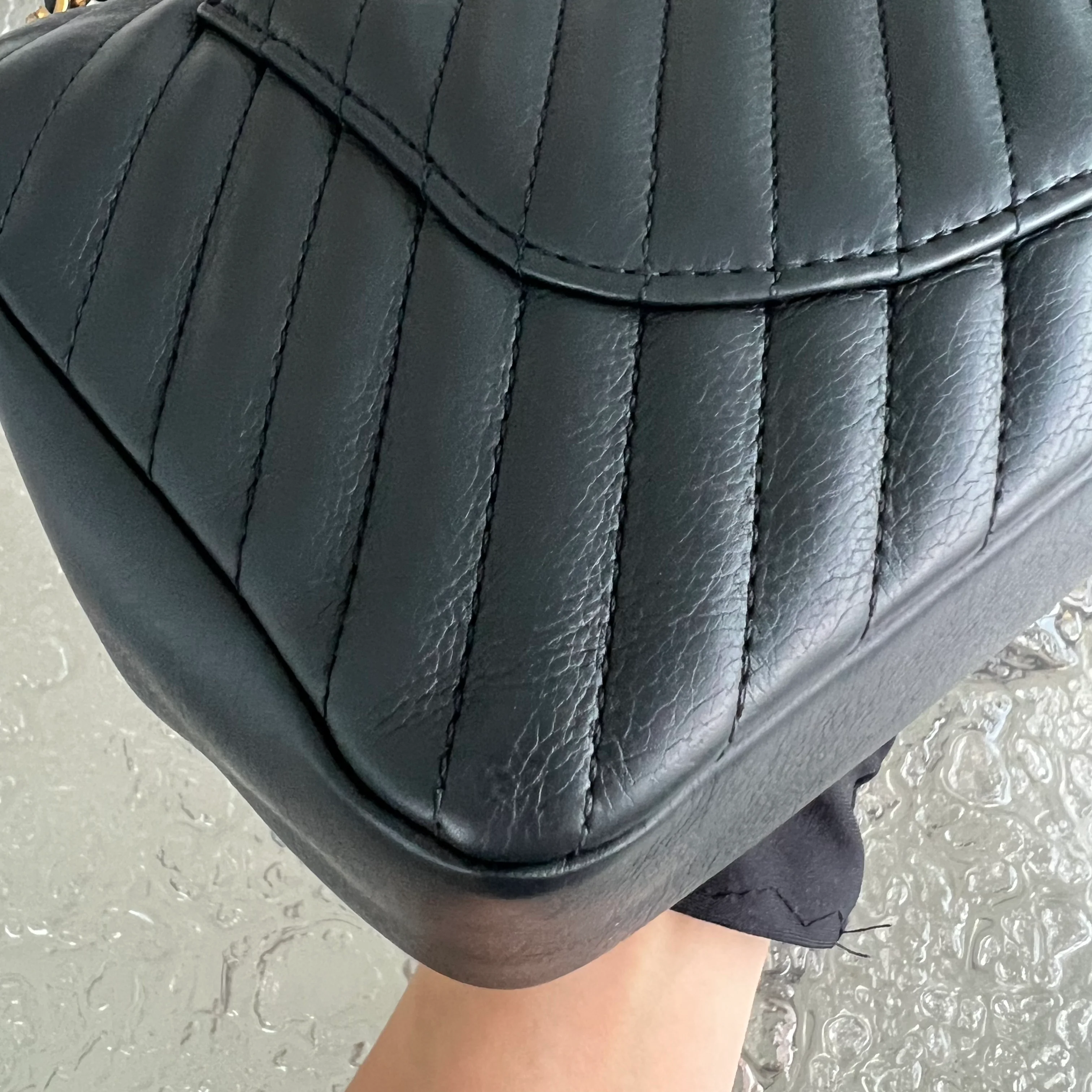 *Rare* Chanel Classic Flap Small Rock The Corner Seasonal Chevron Calfskin Black Golden Hardware Series 26 - Best Luxury Designers