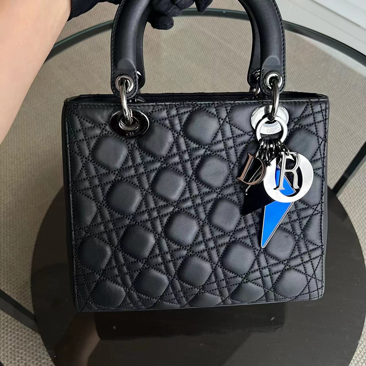 *Rare* Dior Lady Medium Anselm Reyle Cannage Calfskin Limited Edition Black SHW - Best Luxury Designers