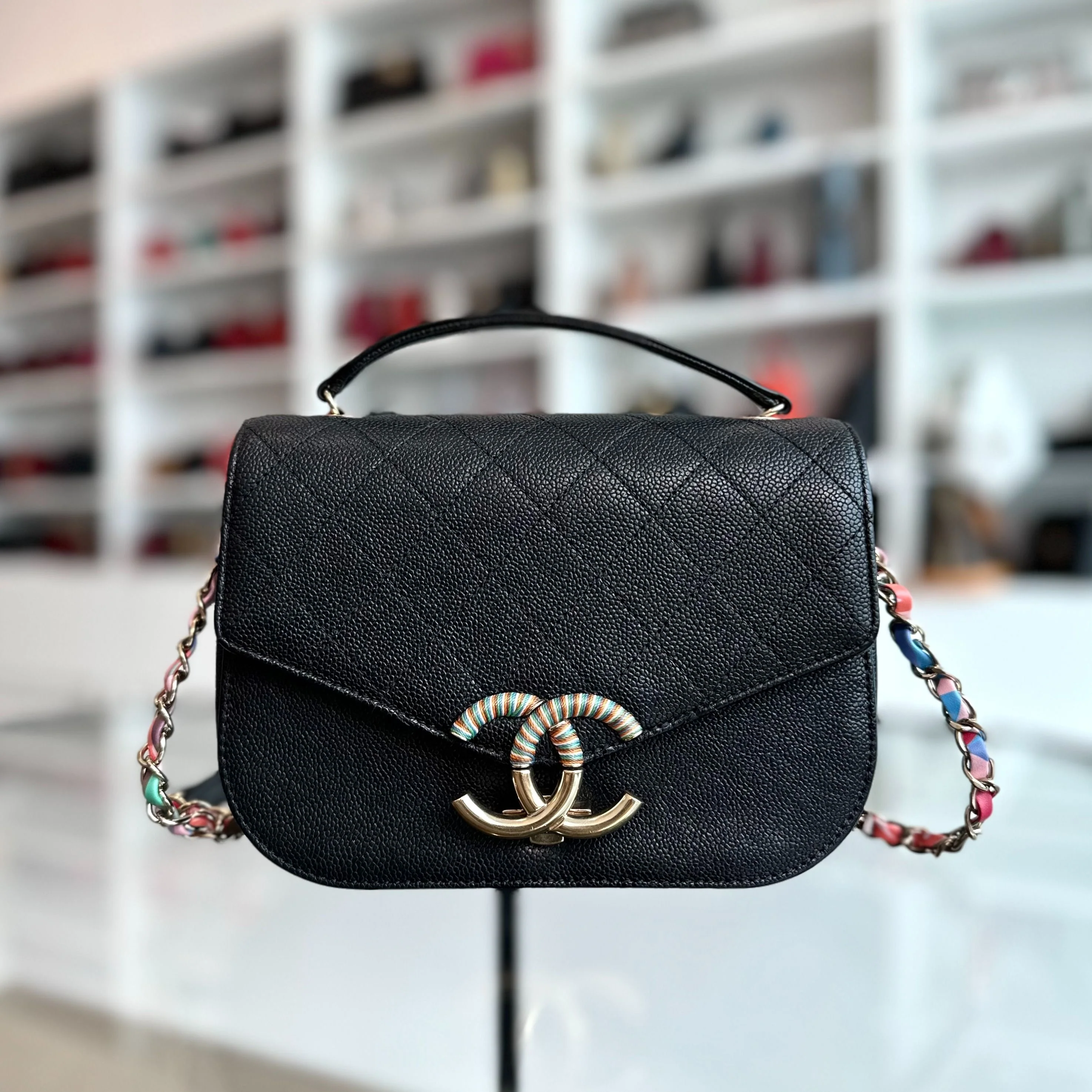 *Rare, Like New* Chanel Cuba Coco Caviar Quilted Cross Body Black GHW No 23 - Best Luxury Designers