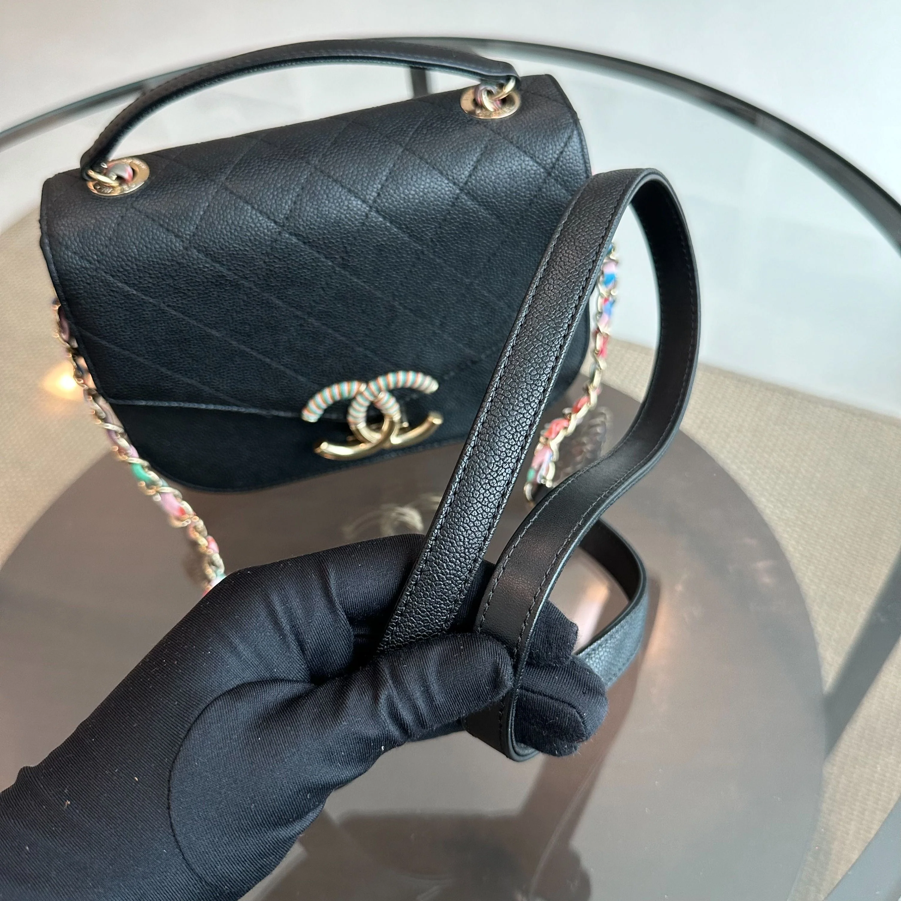 *Rare, Like New* Chanel Cuba Coco Caviar Quilted Cross Body Black GHW No 23 - Best Luxury Designers