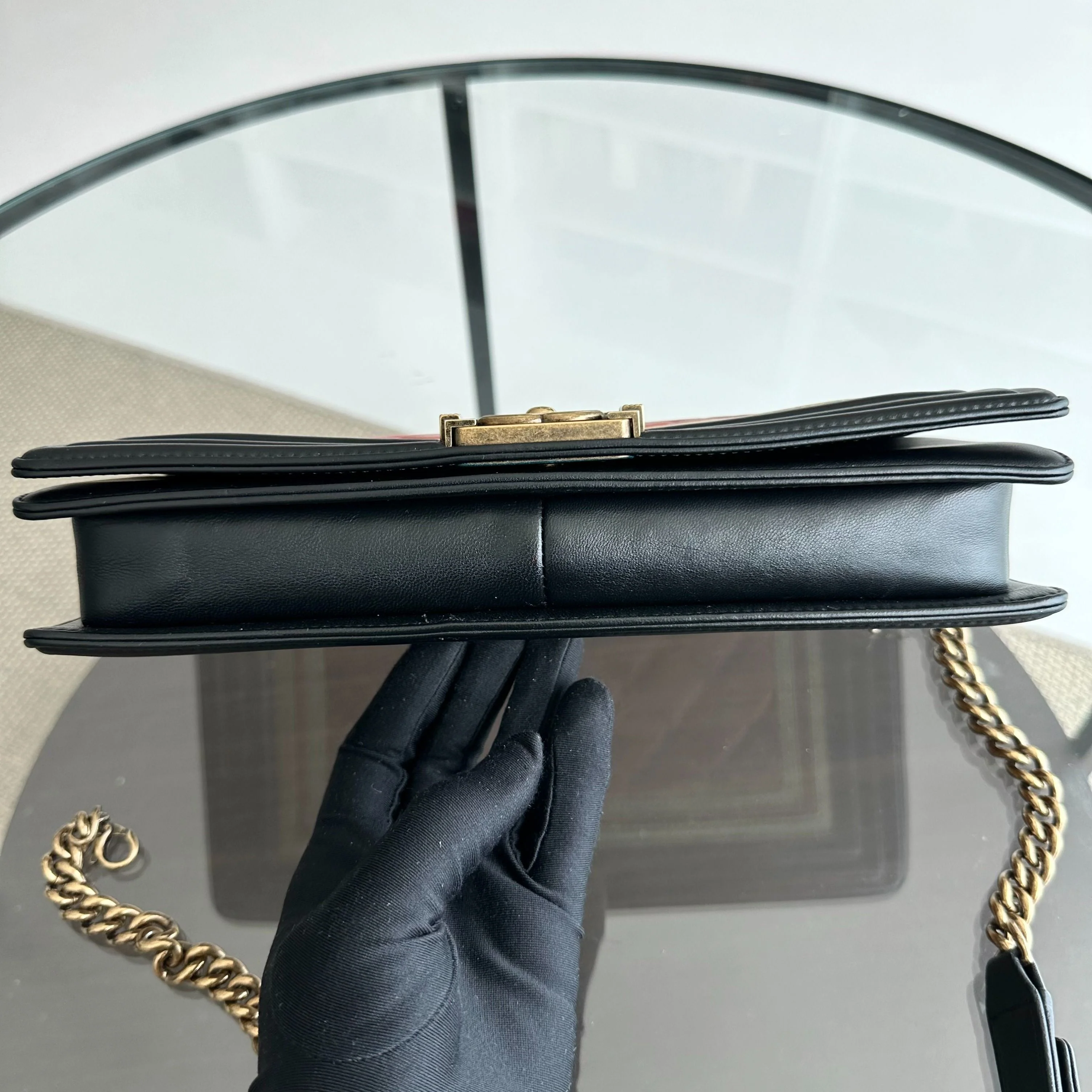 *Receipt* Chanel Boy East West Crest Lambskin Embellished Cruise 2016 Leboy Shoulder Bag No 21 - Best Luxury Designers