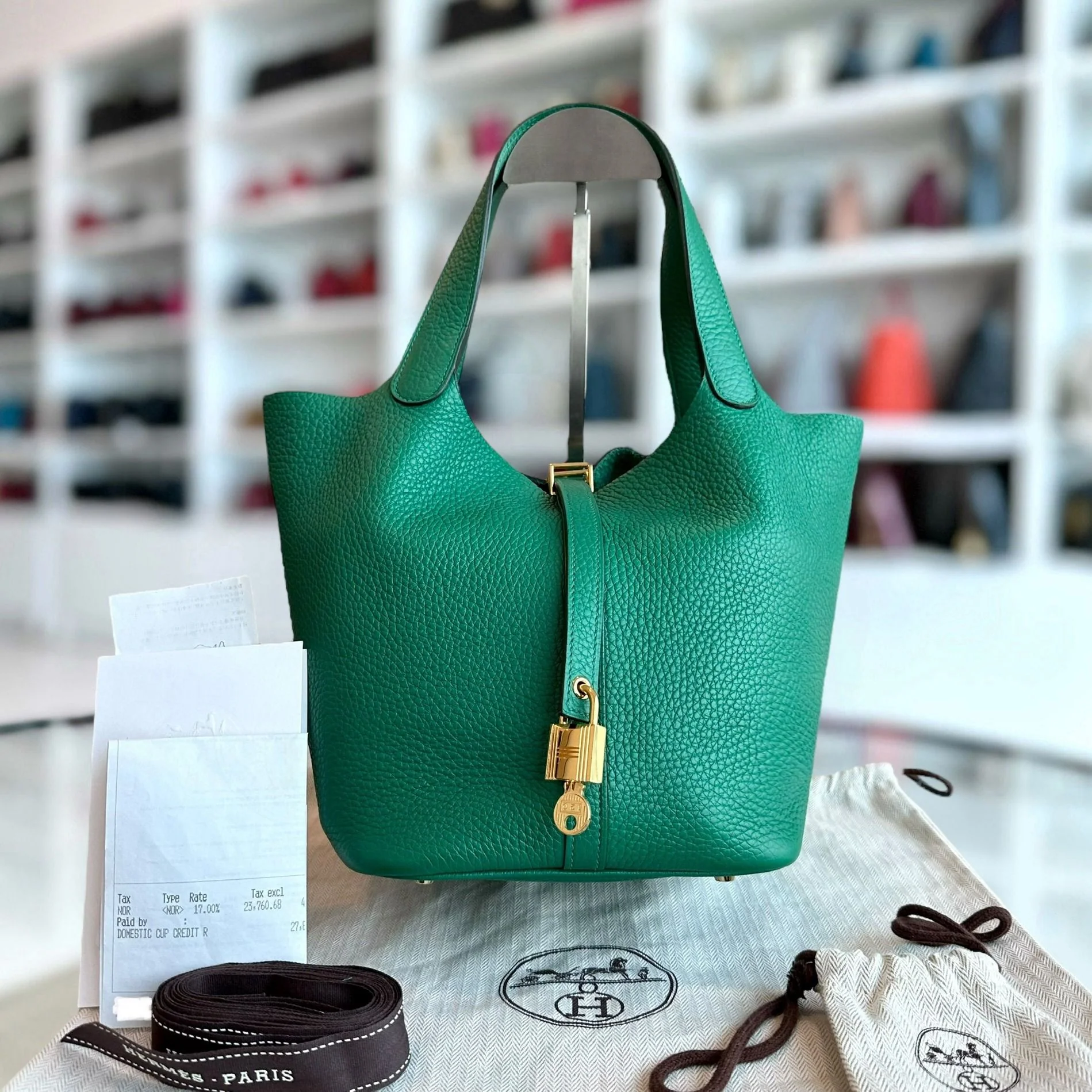 *Receipt* Hermes Picotin 22 Bambou 1k Clemence Stamp A GHW - Best Luxury Designers