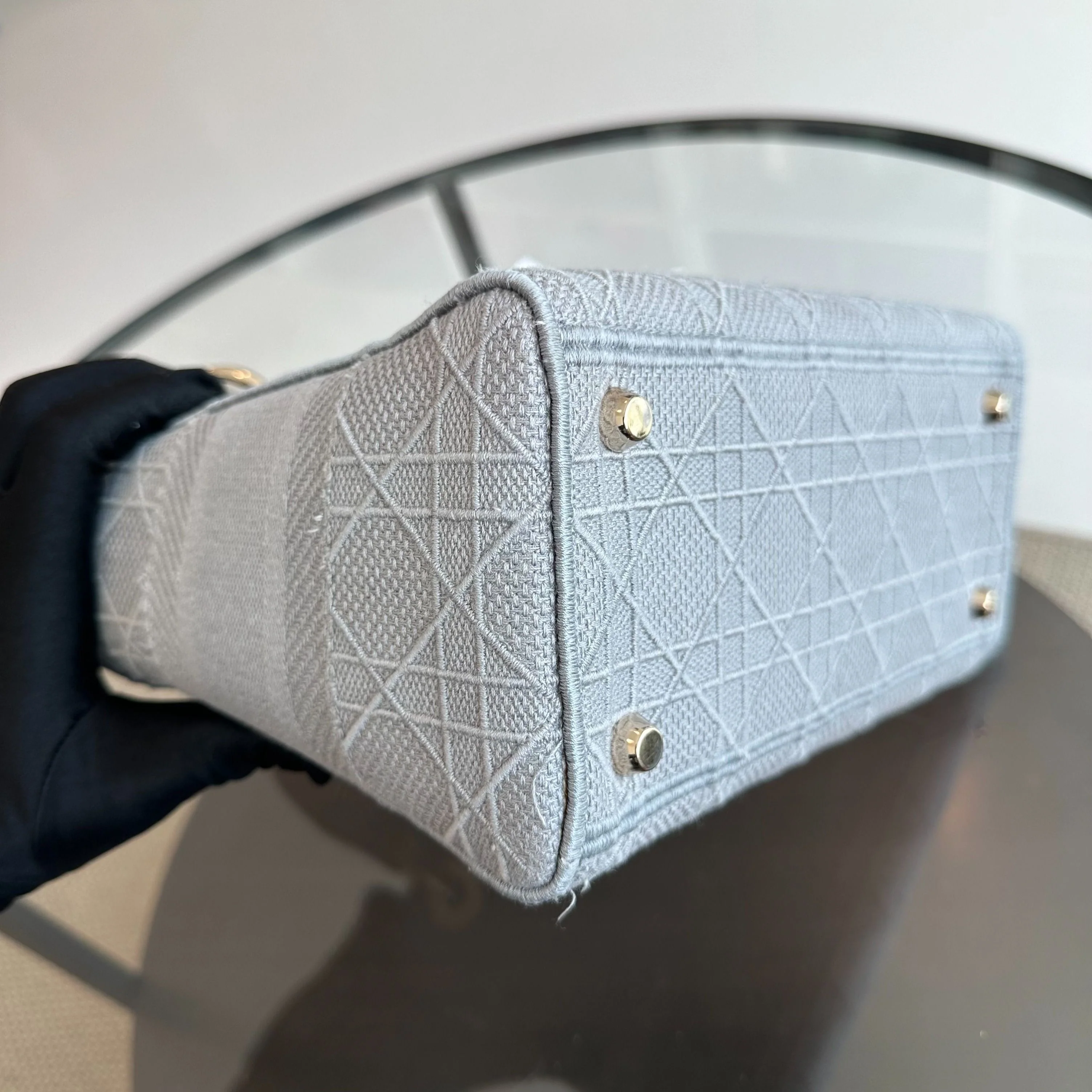 *Reciept* Dior Lady D-Lite Grey Cannage Embroidery GHW - Best Luxury Designers