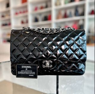 *Recolor* Chanel Jumbo Classic Flap Single Flap Patent Leather Black SHW No 13 - Best Luxury Designers