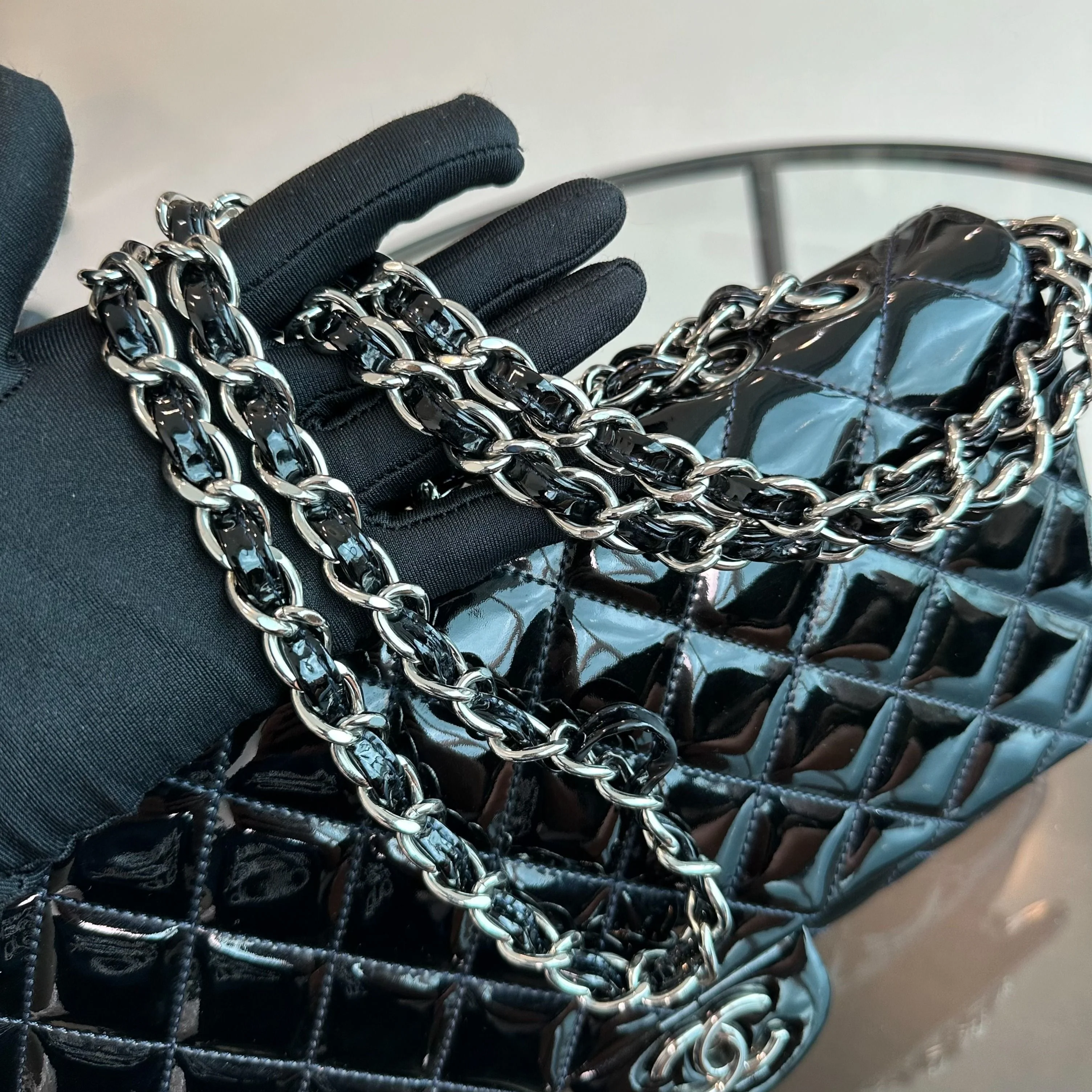 *Recolor* Chanel Jumbo Classic Flap Single Flap Patent Leather Black SHW No 13 - Best Luxury Designers