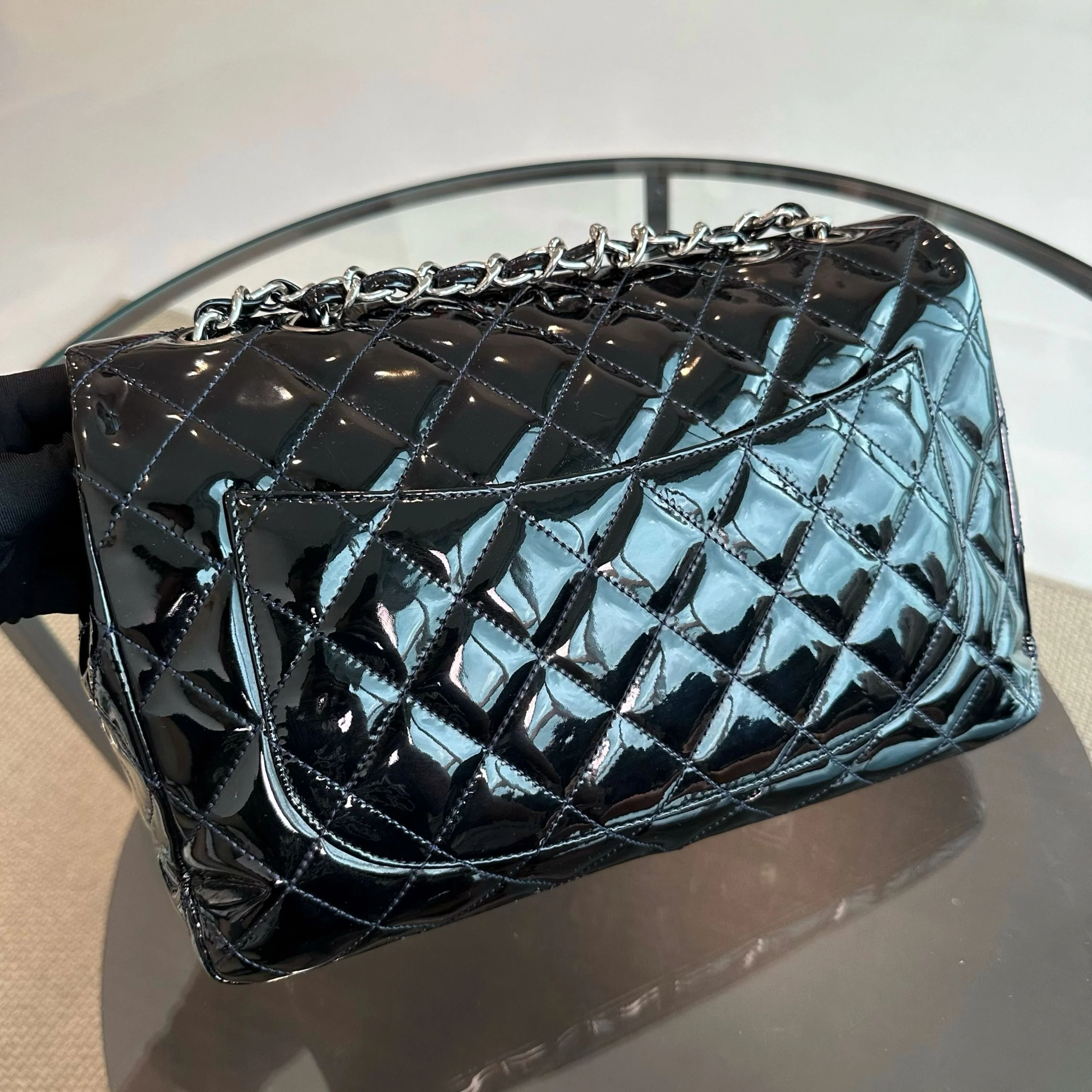 *Recolor* Chanel Jumbo Classic Flap Single Flap Patent Leather Black SHW No 13 - Best Luxury Designers