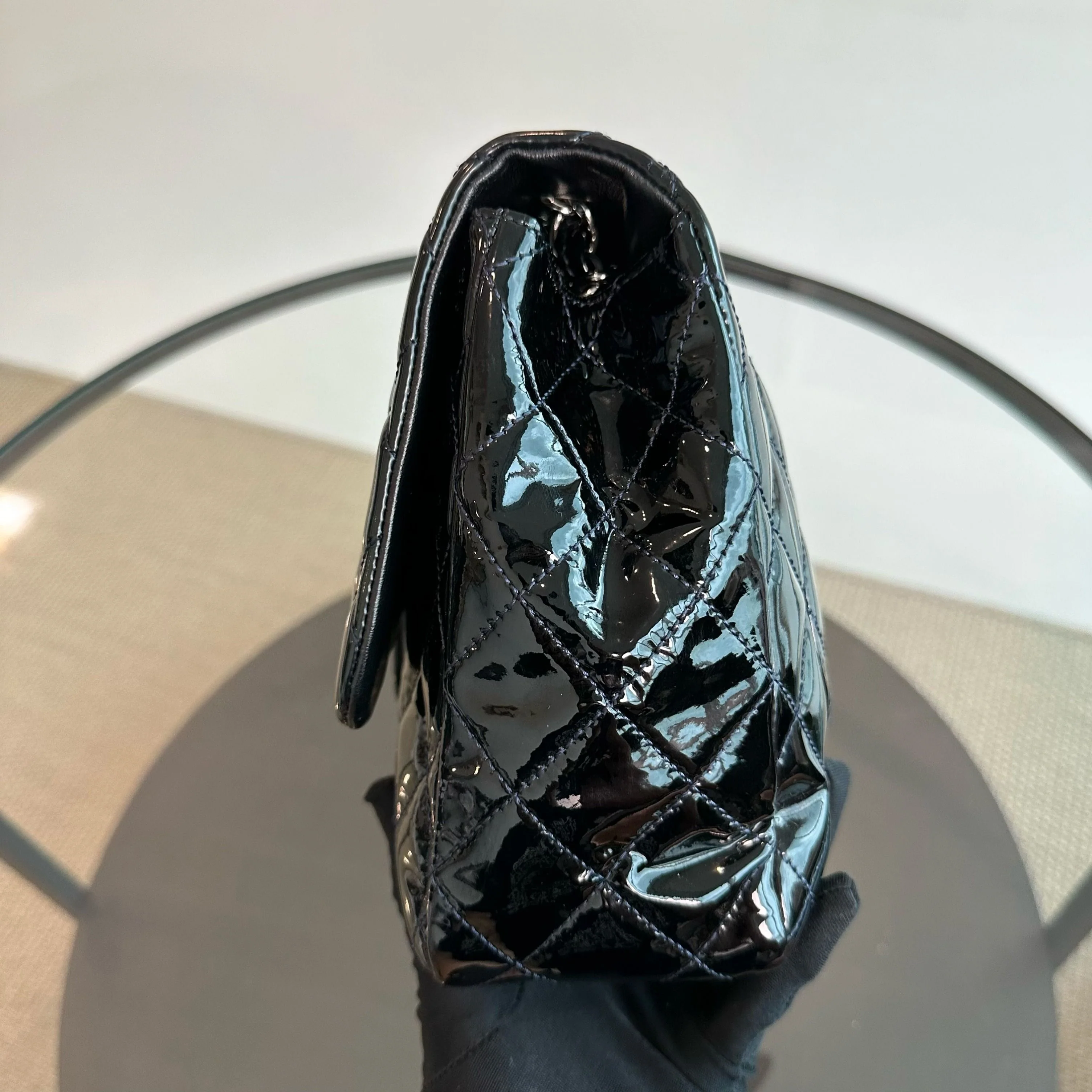 *Recolor* Chanel Jumbo Classic Flap Single Flap Patent Leather Black SHW No 13 - Best Luxury Designers