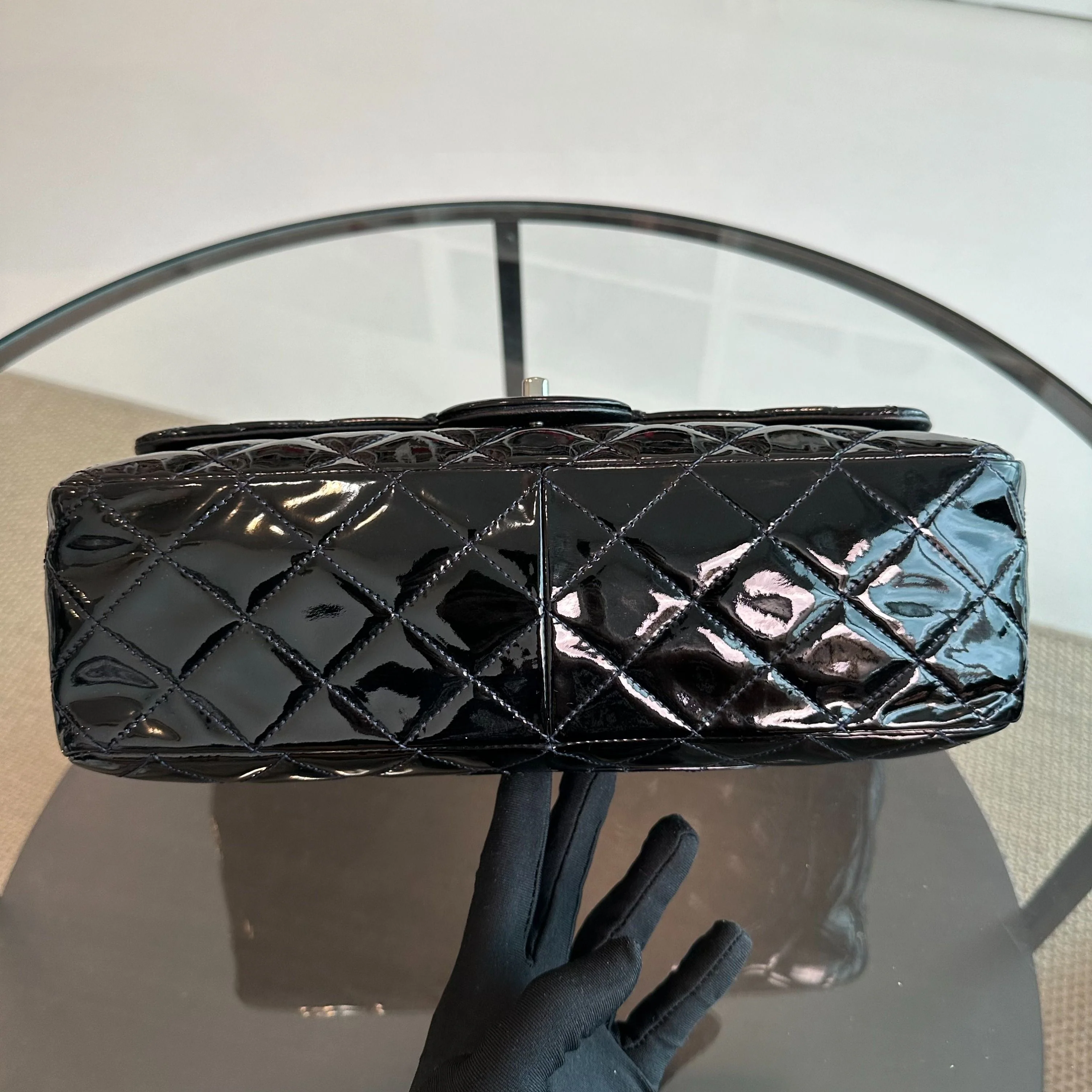 *Recolor* Chanel Jumbo Classic Flap Single Flap Patent Leather Black SHW No 13 - Best Luxury Designers