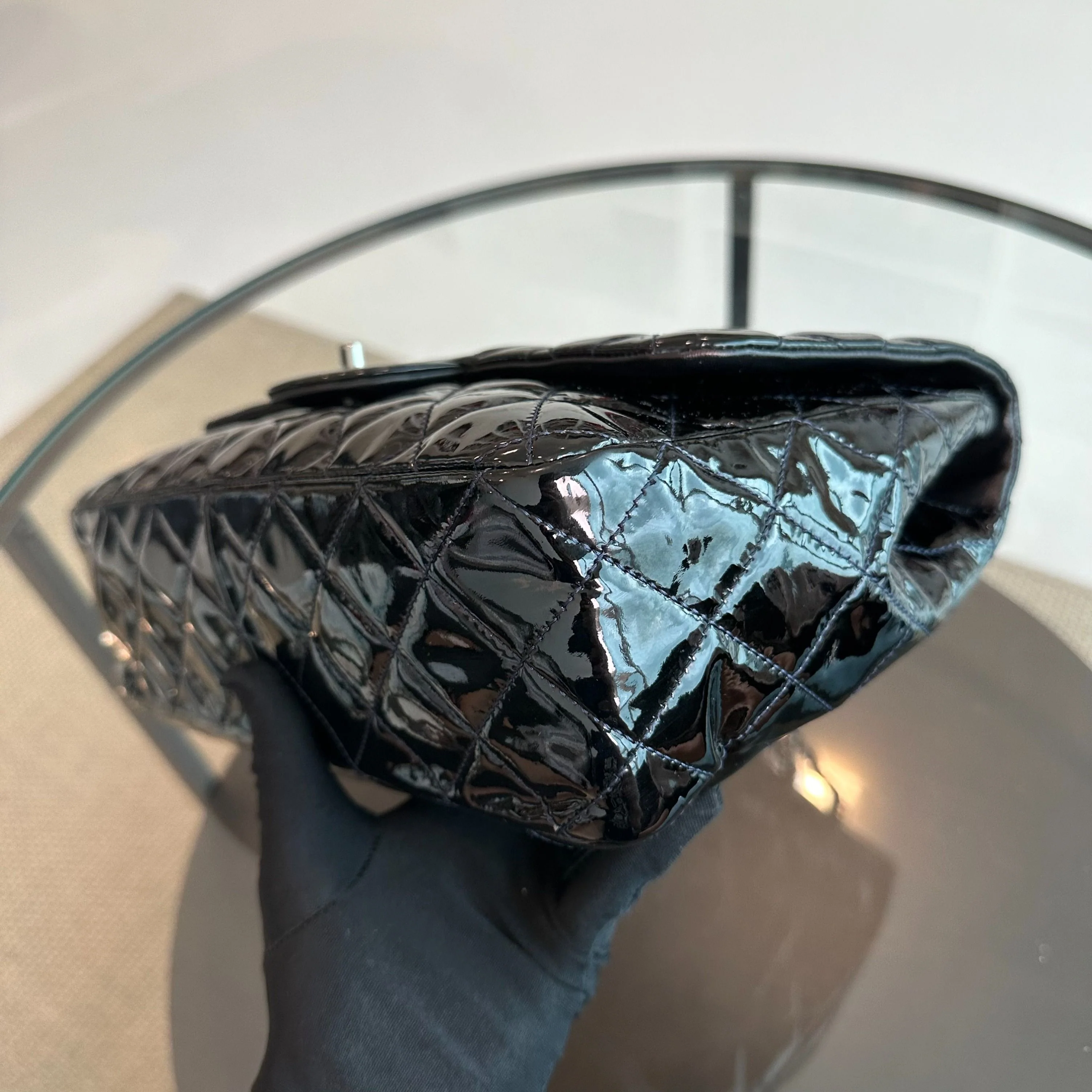 *Recolor* Chanel Jumbo Classic Flap Single Flap Patent Leather Black SHW No 13 - Best Luxury Designers