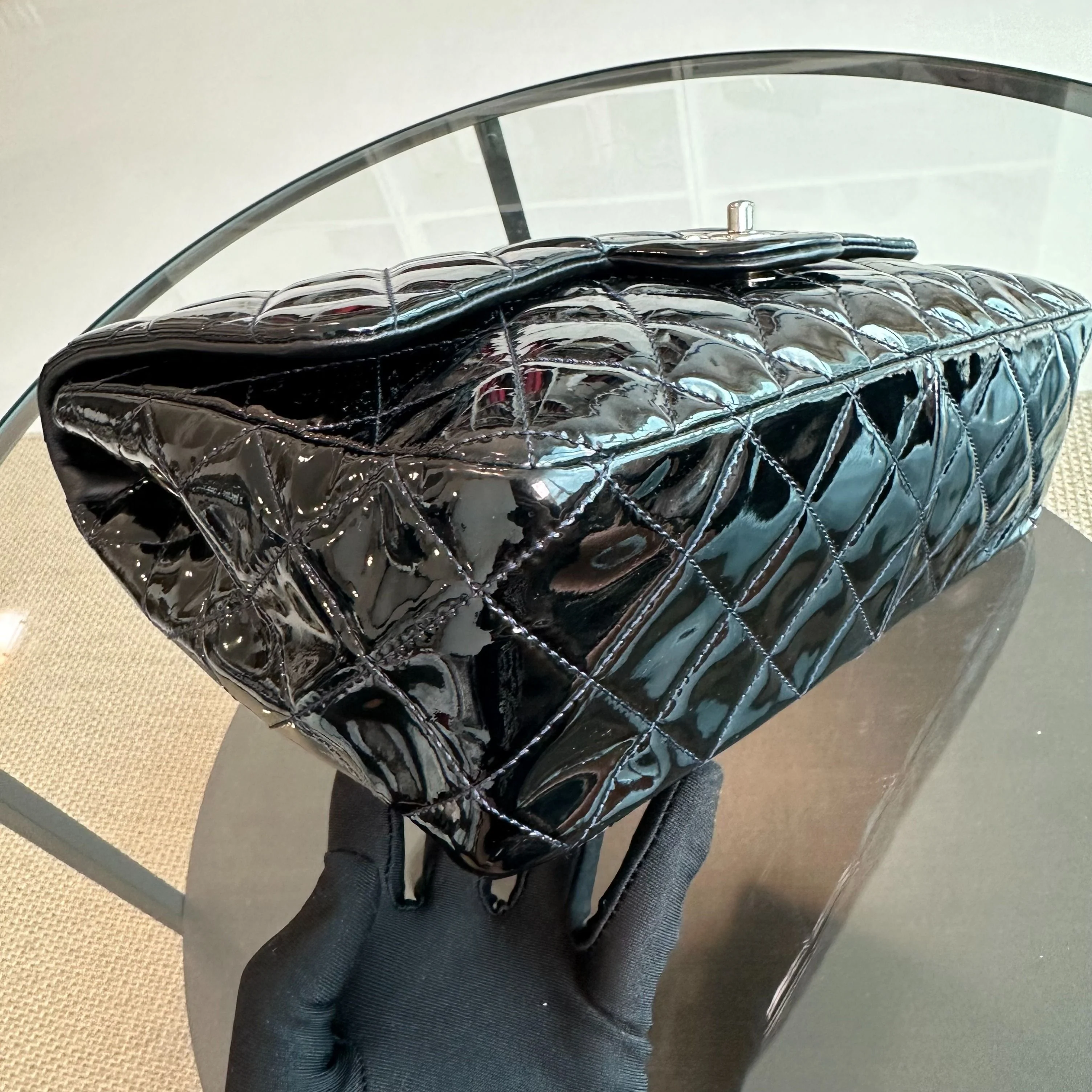 *Recolor* Chanel Jumbo Classic Flap Single Flap Patent Leather Black SHW No 13 - Best Luxury Designers