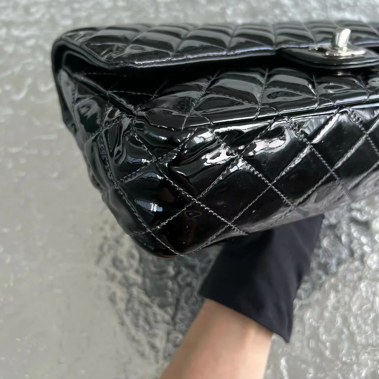 *Recolor* Chanel Medium Classic Flap Quilted Patent Leather Black Silver Hardware Series 17 - Best Luxury Designers
